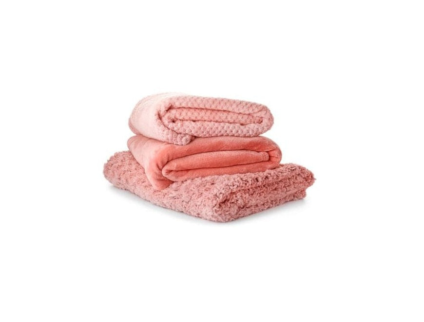 Baby girl blankets that are pink and folded