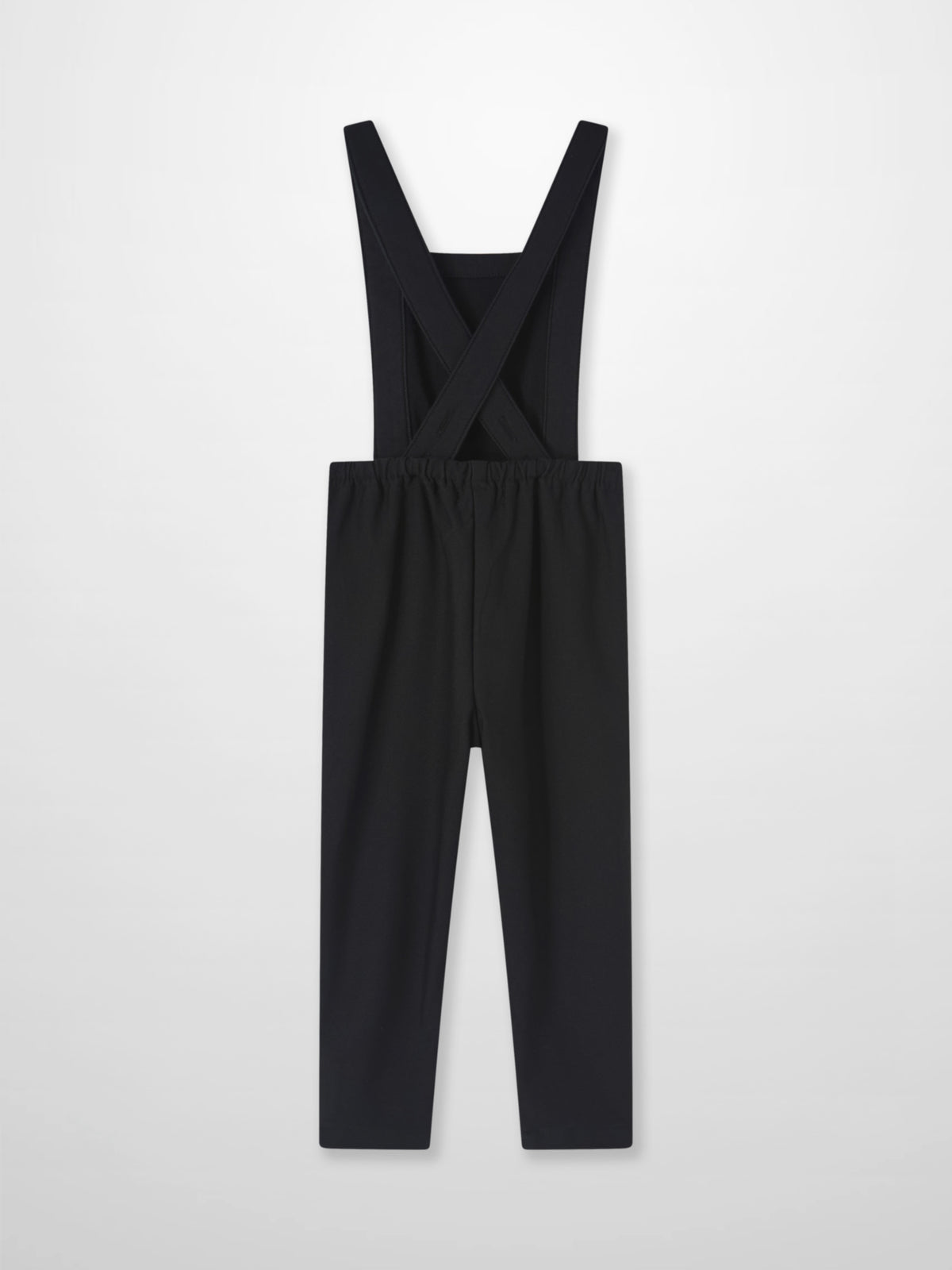 Denim overalls, black, unisex with crisscross back straps