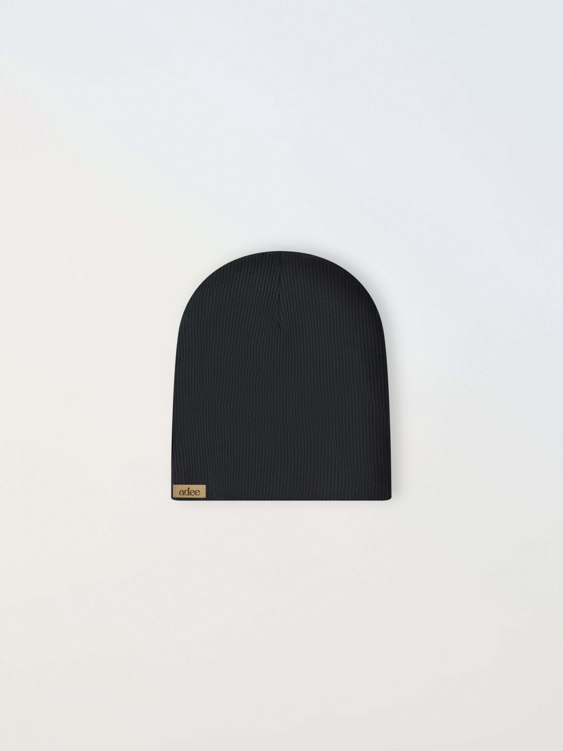 Thin Ribbed Beanie - Black