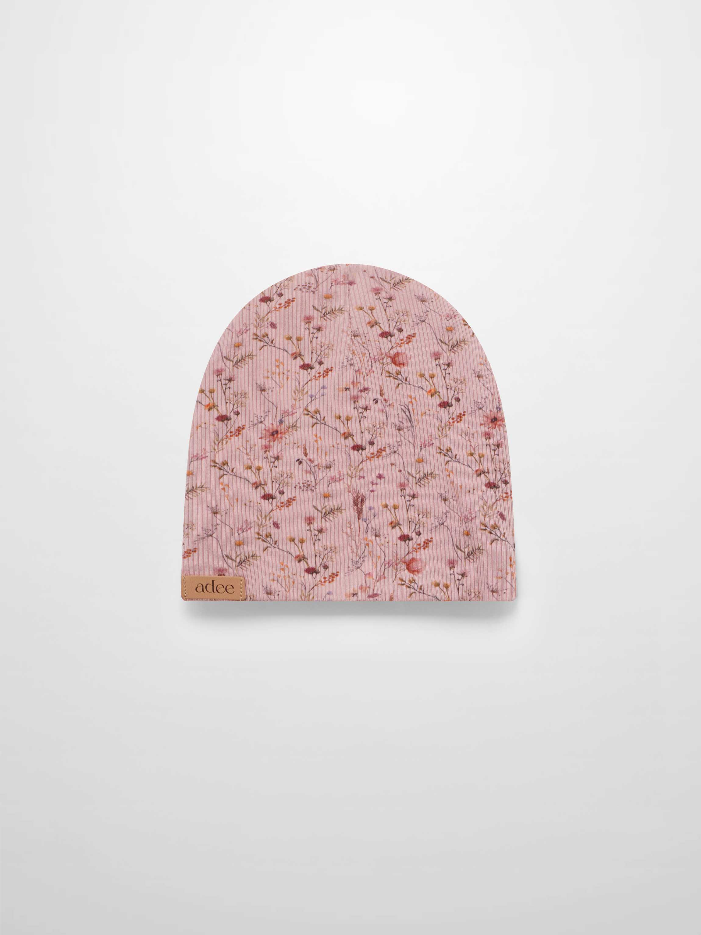 Adee baby beanie hat purple with different color flowers