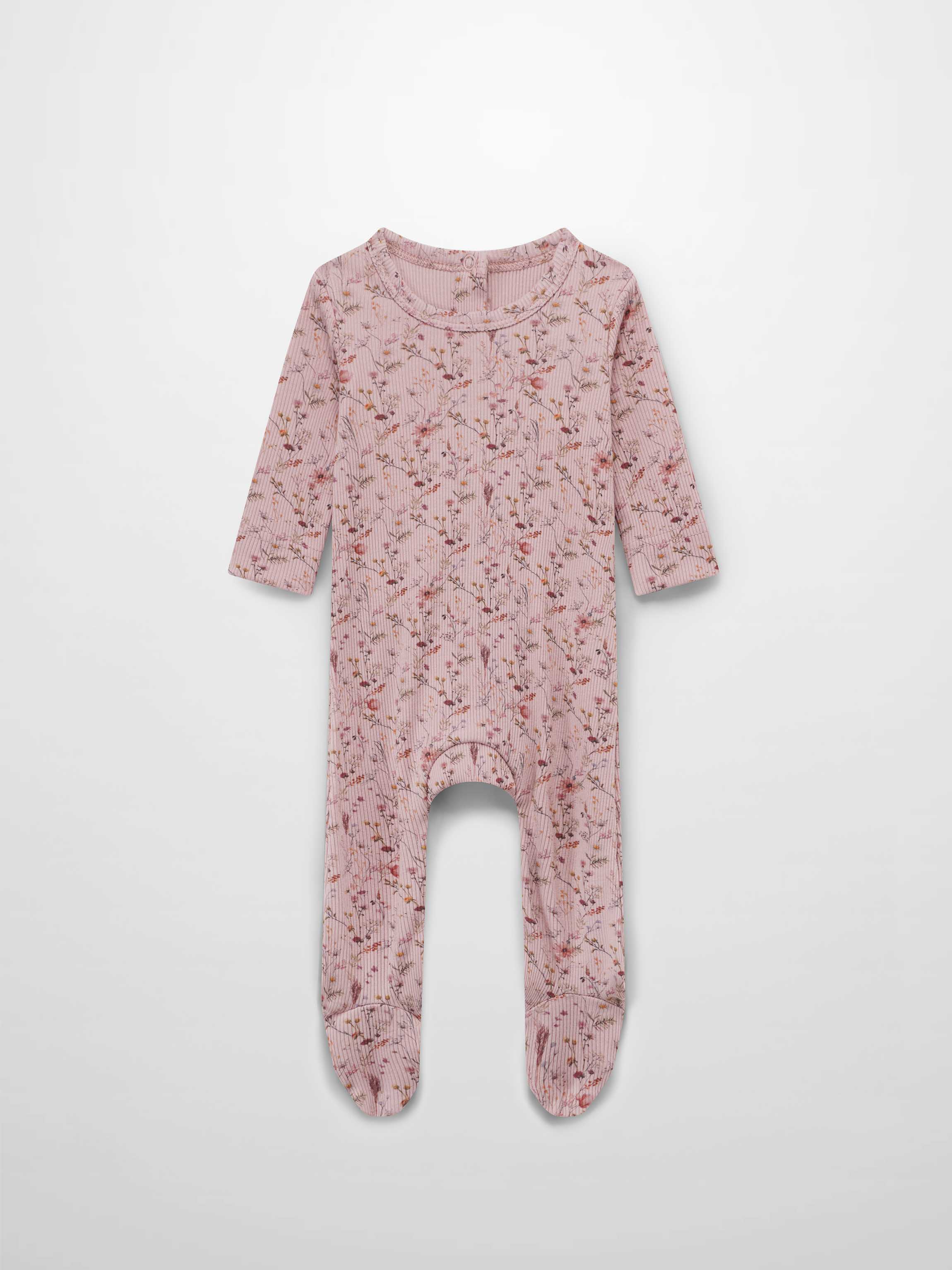 baby jumpsuit for girls with a rainbow floral design