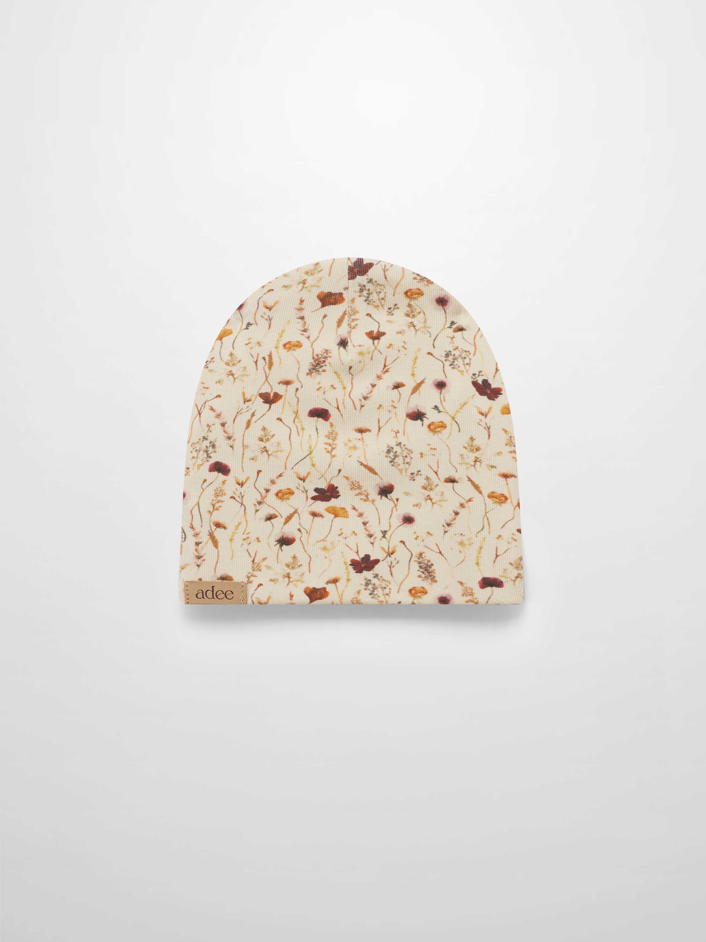 Adee baby beanie hat for girls with fall floral colors