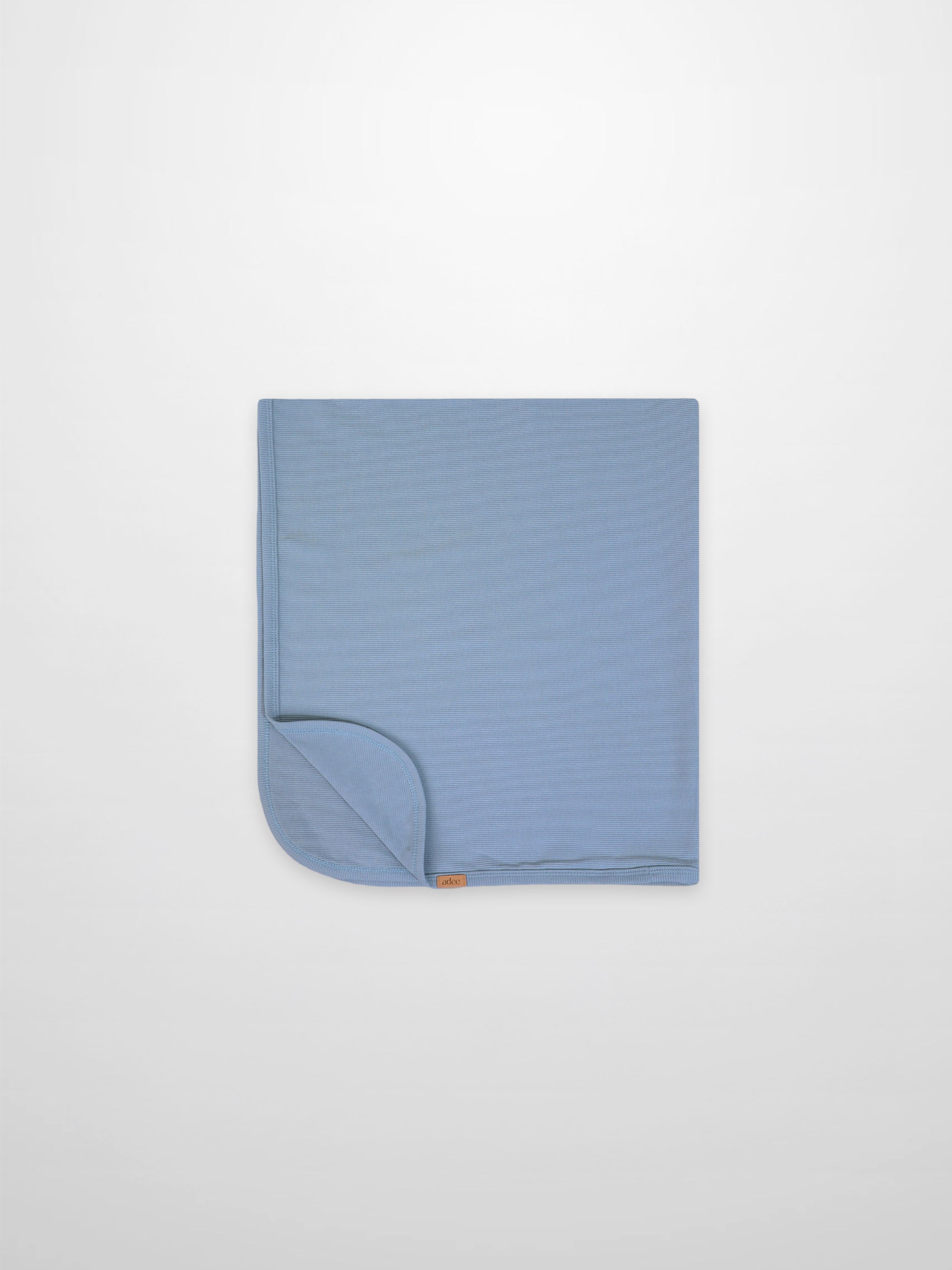 Thin Ribbed Blanket Blue by Adee, boys swaddle blanket; ribbed texture, folded at the corner