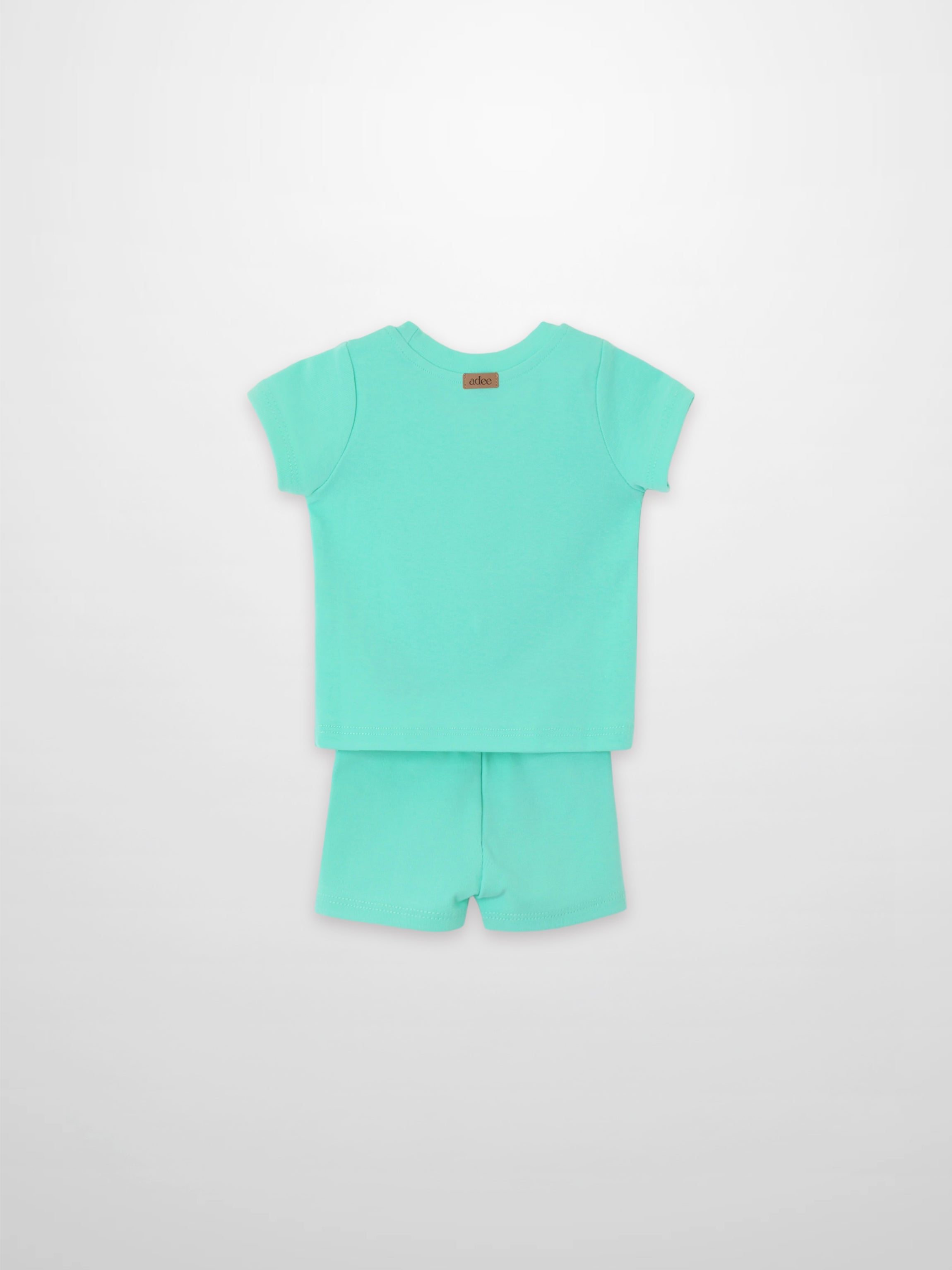 Short Sleeve Boxy T-shirt & Shorts Set in mint green by Adee for little boys, set of 2.