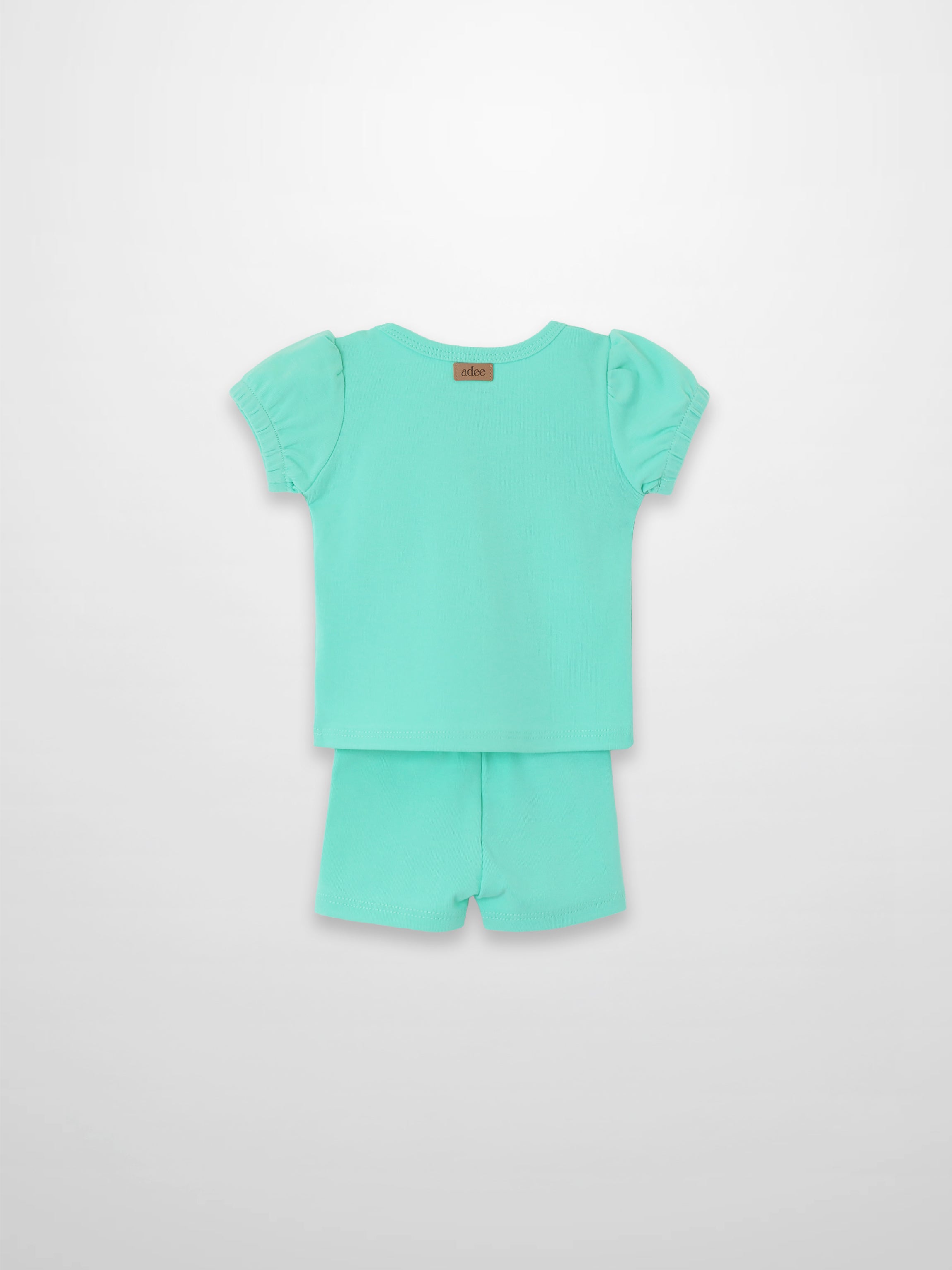Short Puff Sleeve T-shirt & Shorts Set - Mint Green