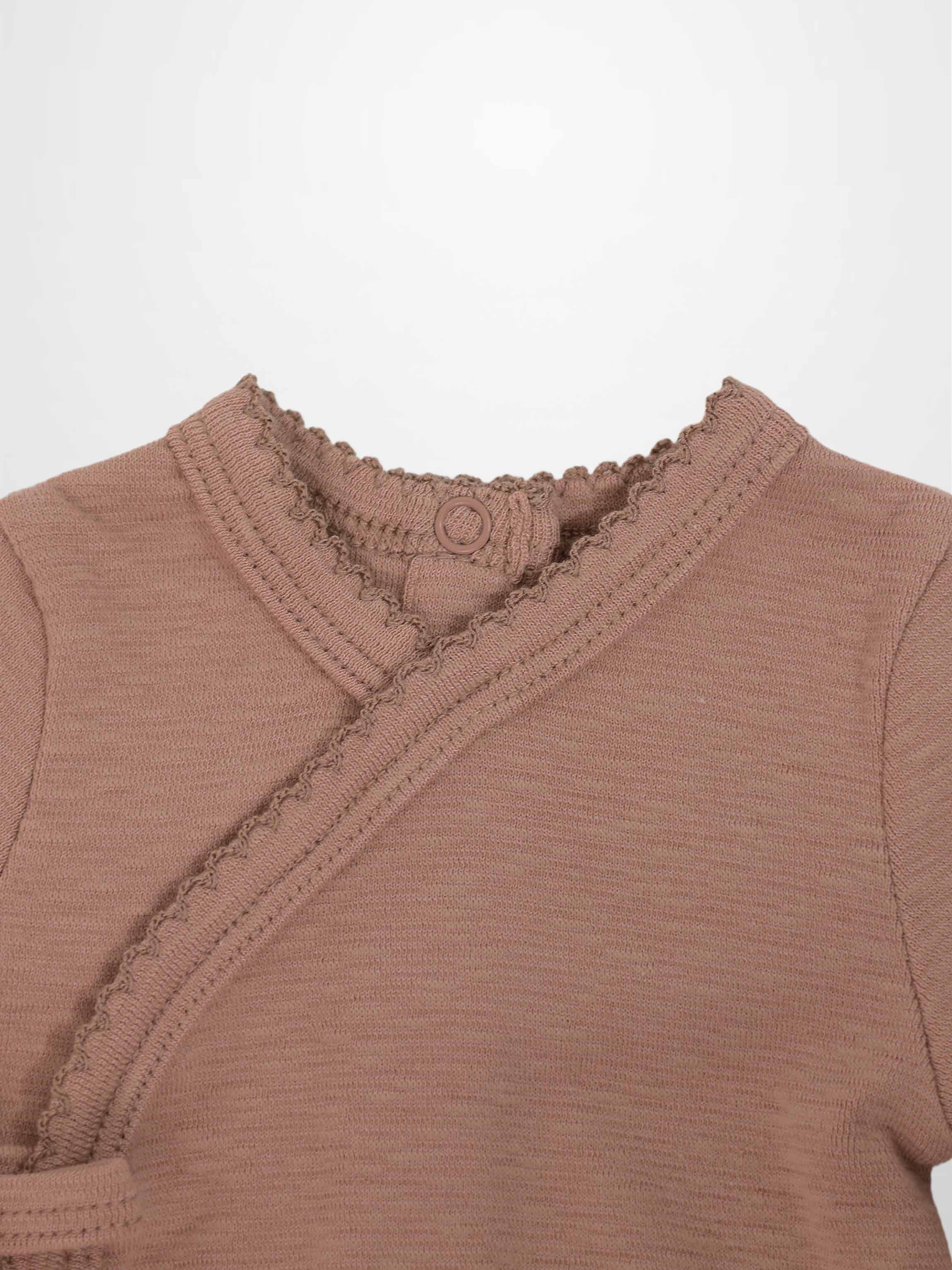 Adee Girls Stretchies top in dusty pink with scalloped neckline trim