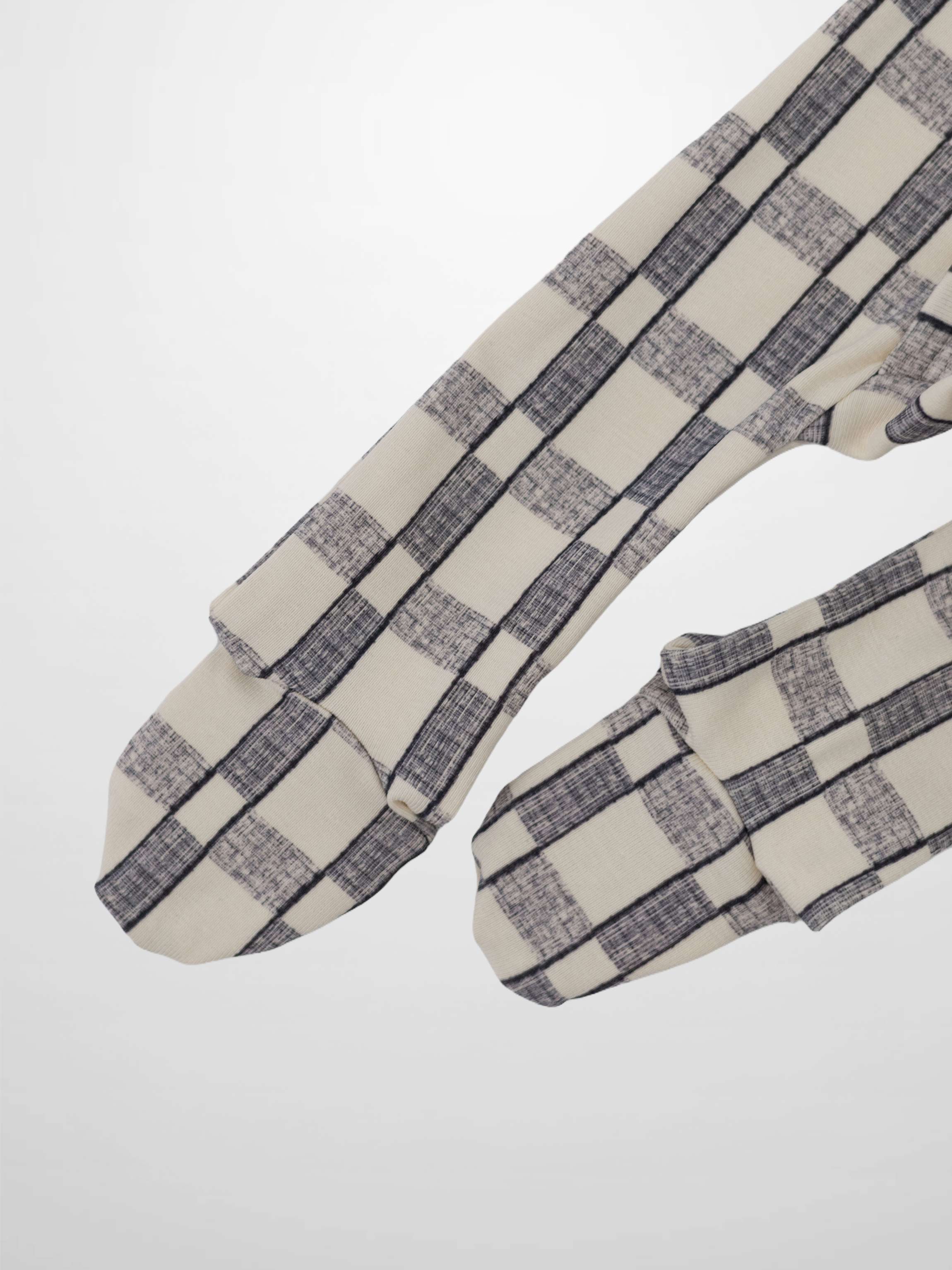 baby jumpsuit footie warm and comfy with blue and white checkered pattern