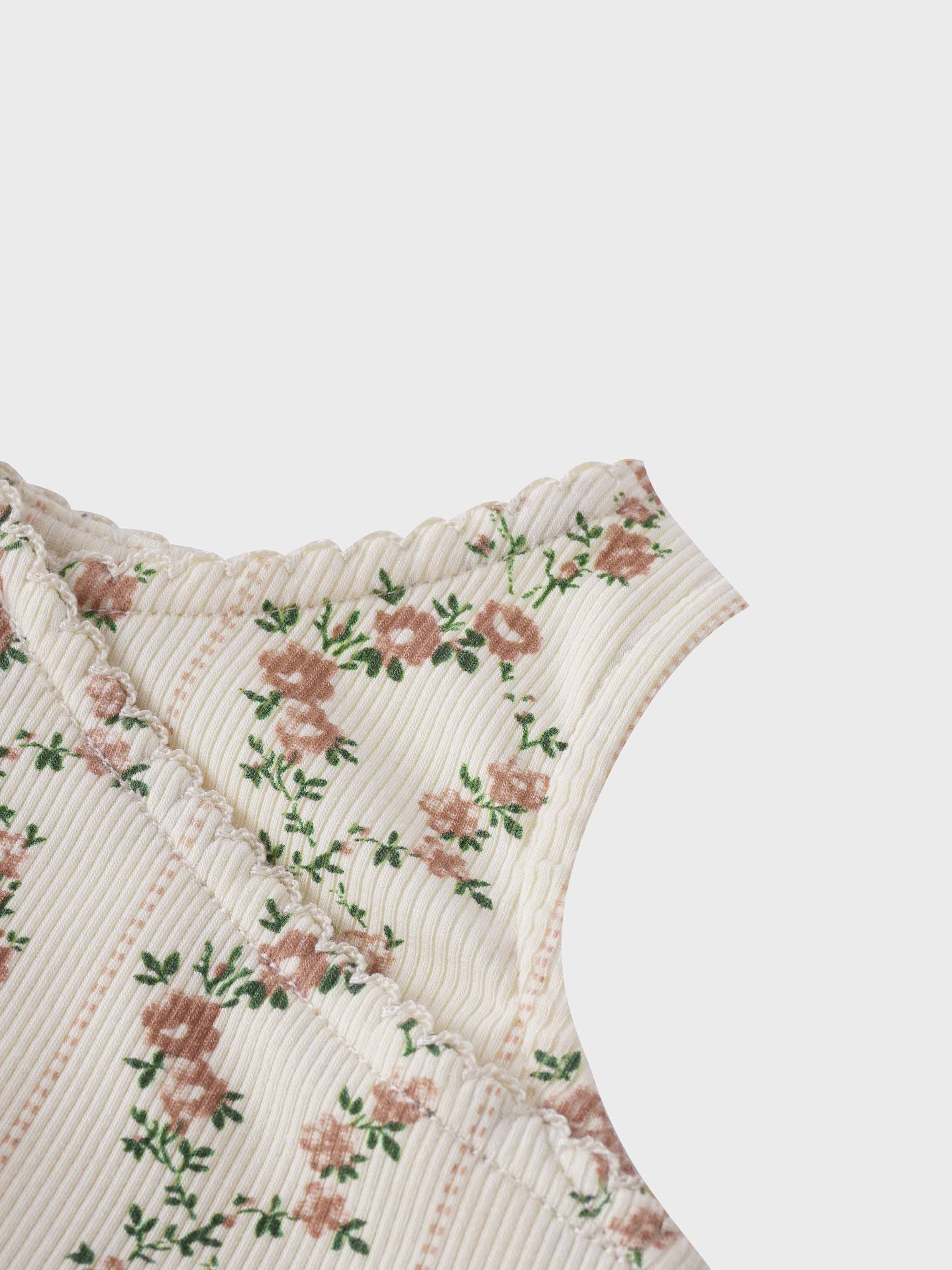 Floral cascade romper for girls