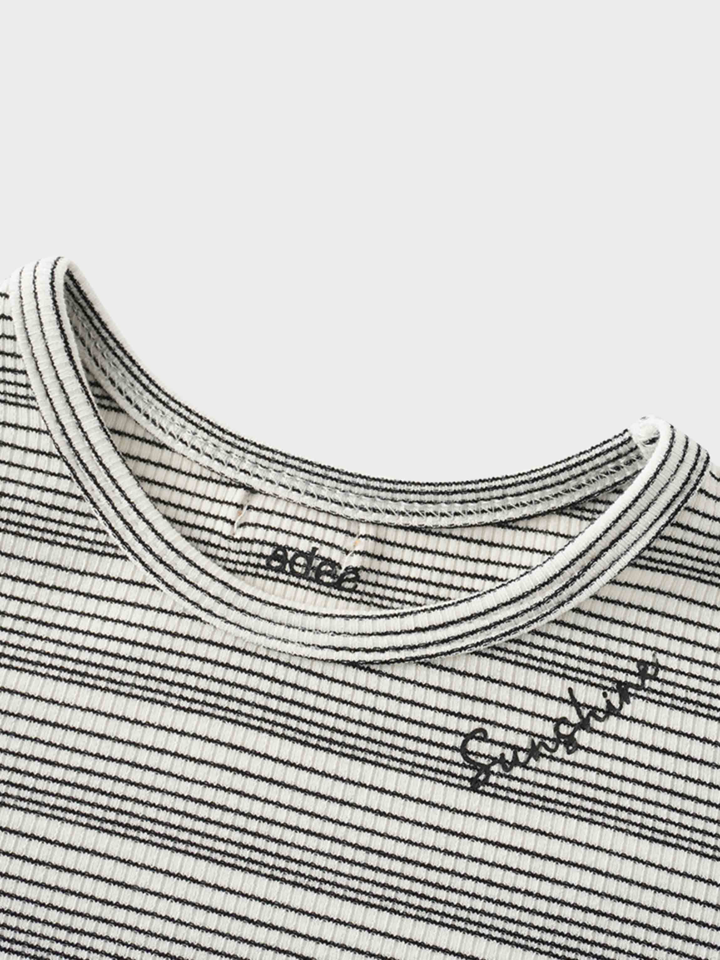 Black striped fitted girls shirt