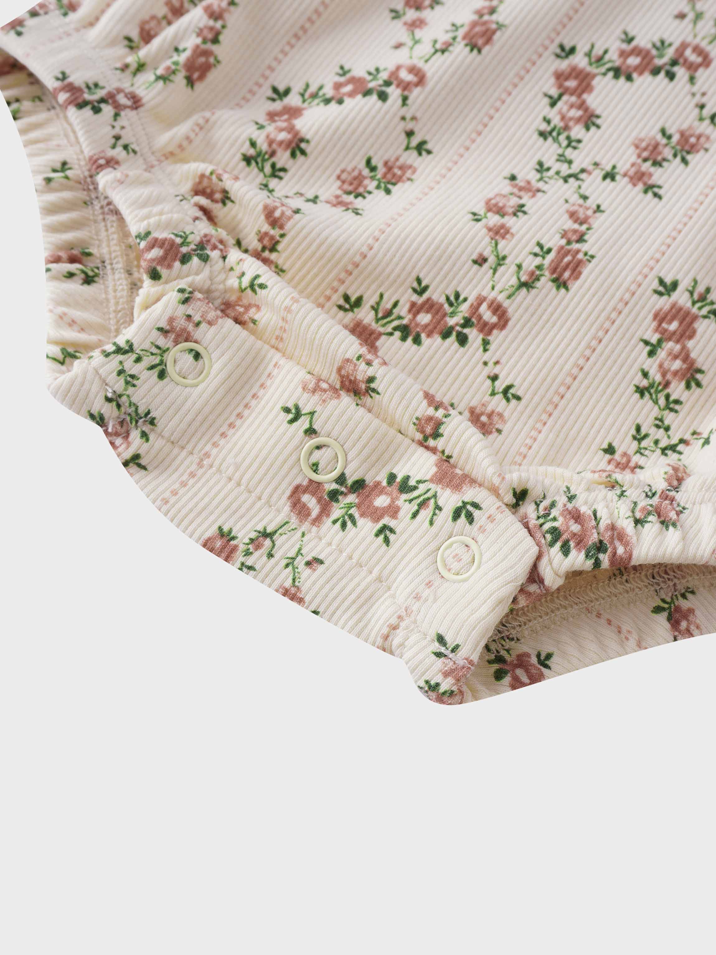 Floral Cascade Romper close-up details