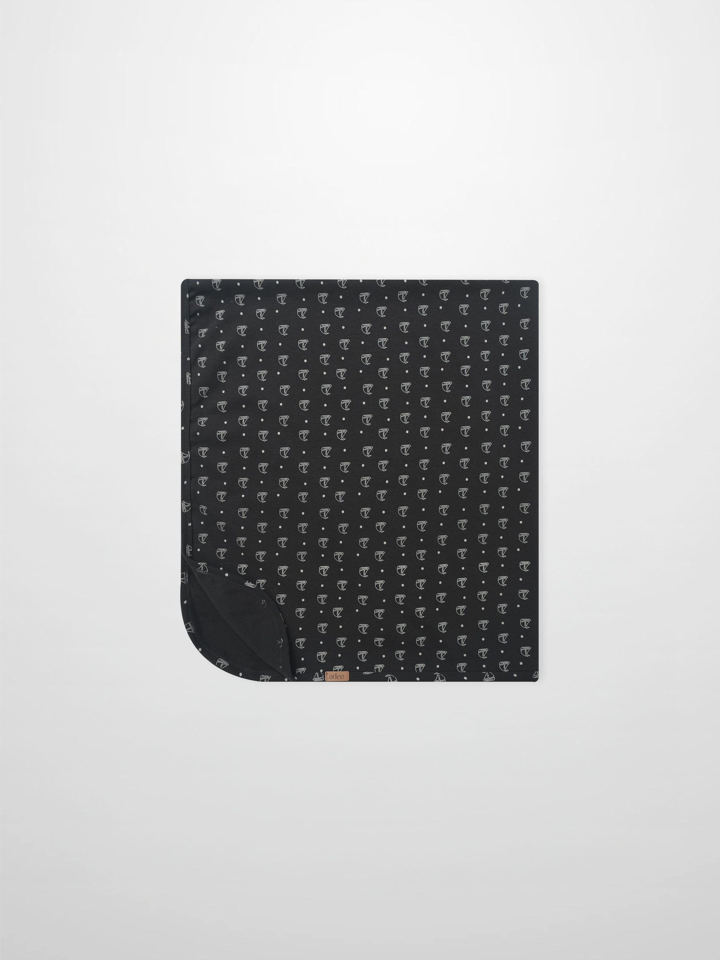Harbor Dot Blanket by Adee; navy boys swaddle blanket with small white dotted pattern