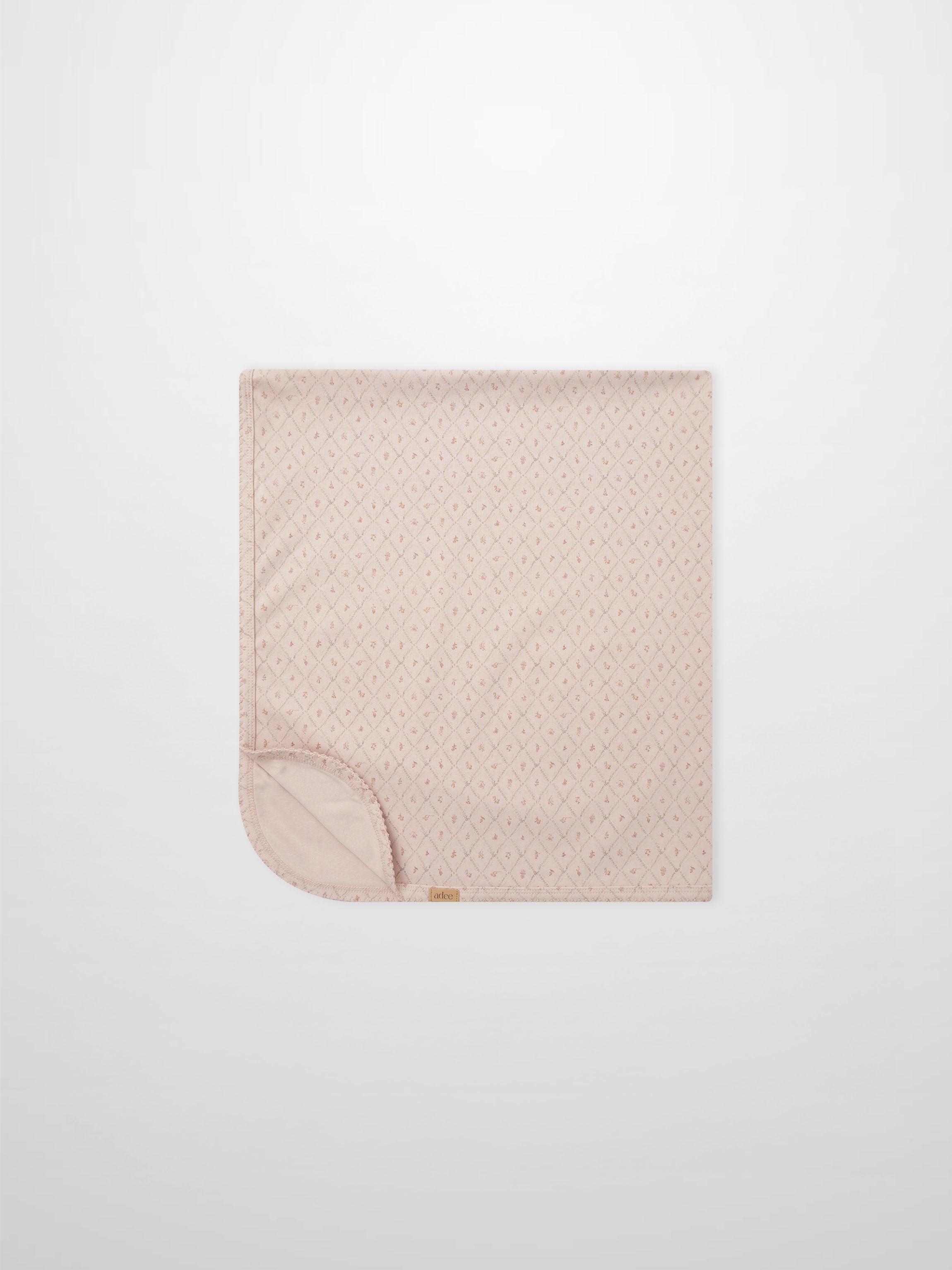 Dainty Diamond Blanket swaddle for girls by Adee, pale pink with a diamond lattice pattern