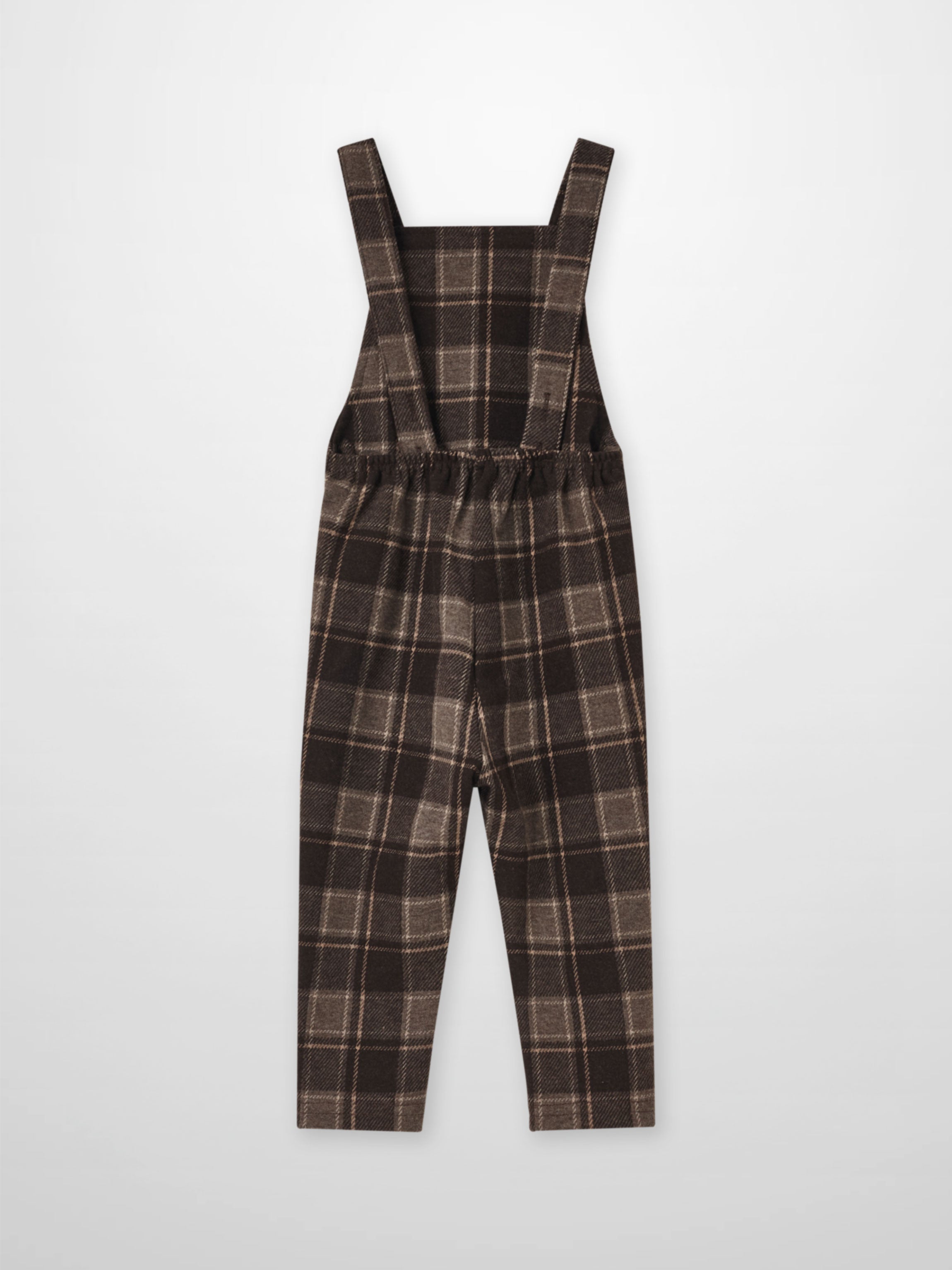 Plaid brown boys overalls dressy with wide straps Adee