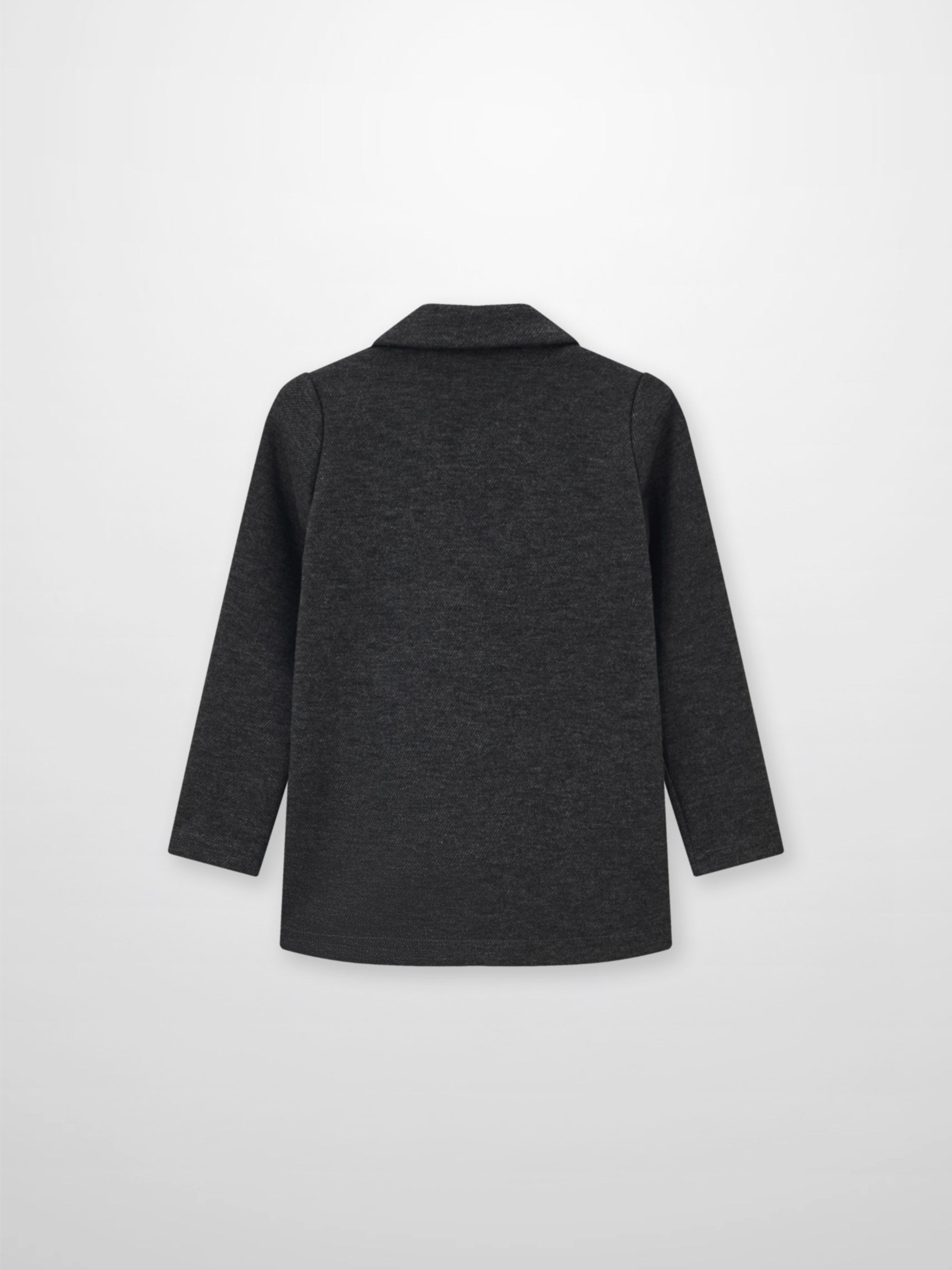 Textured grey twill blazer for boys, dressy long-sleeve jacket