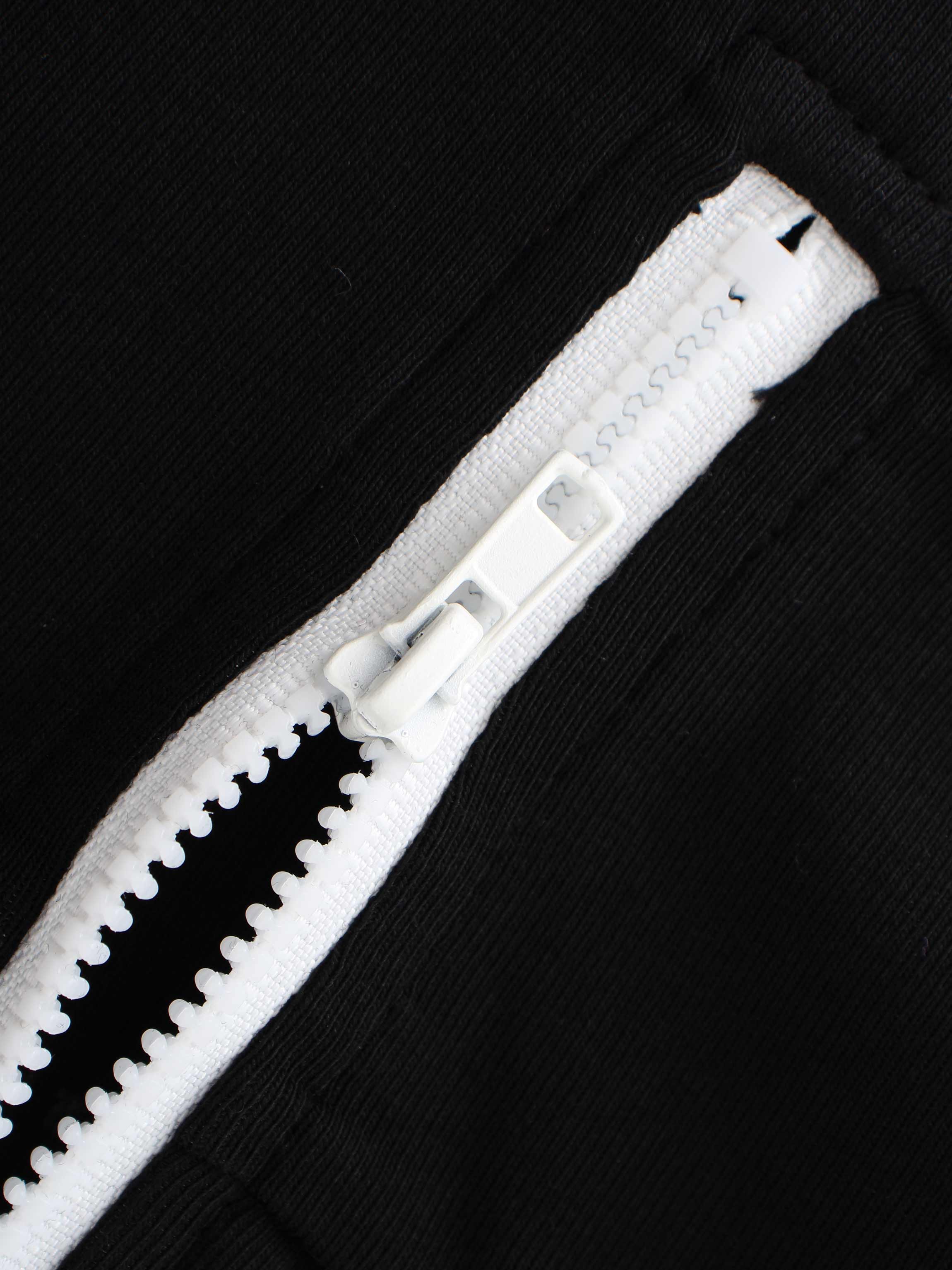 Black sweatshirt with white zipper