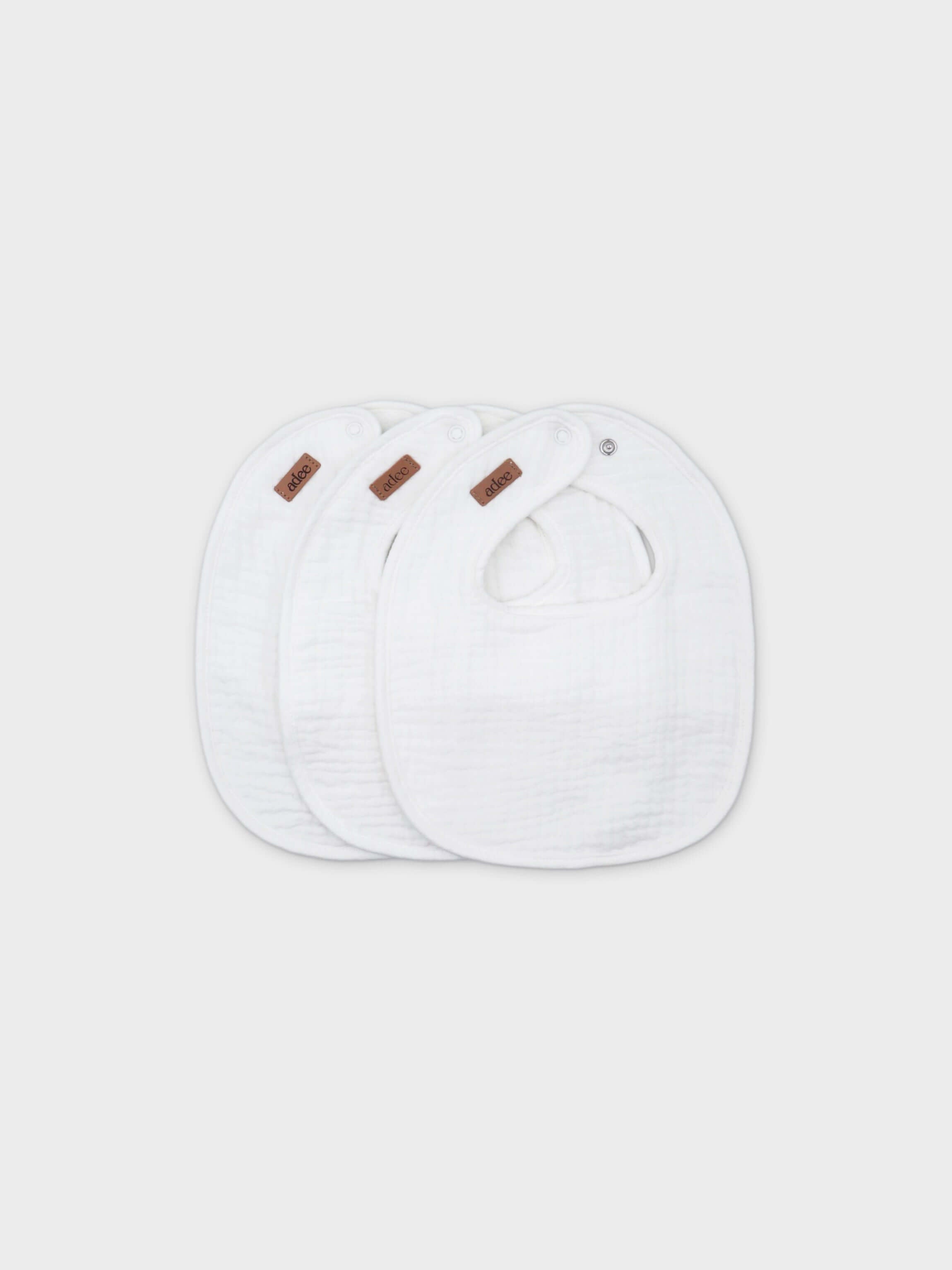 white muslin baby bibs 3 pack for boys and girls