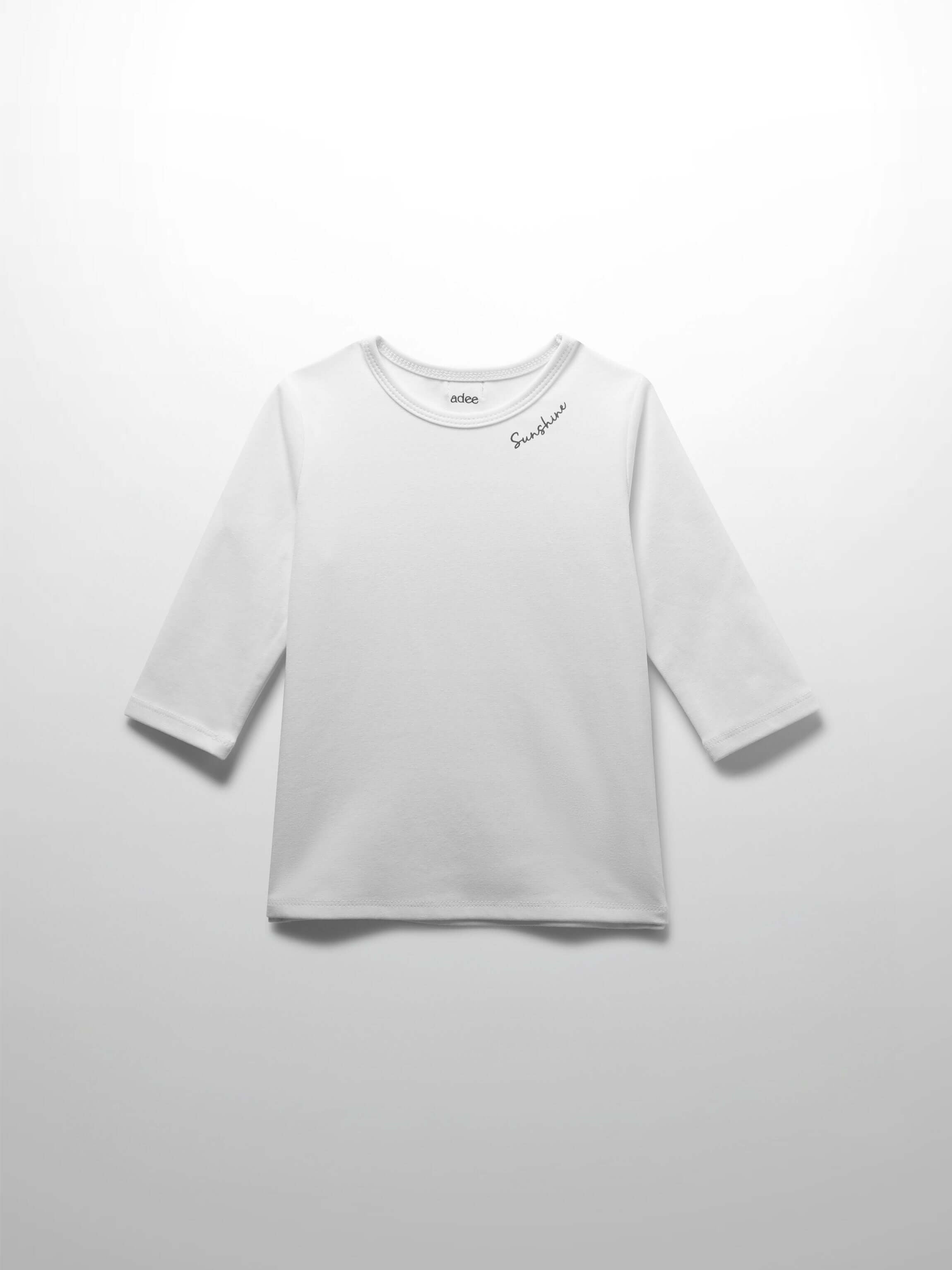 White fitted 3/4 sleeve girls shirts