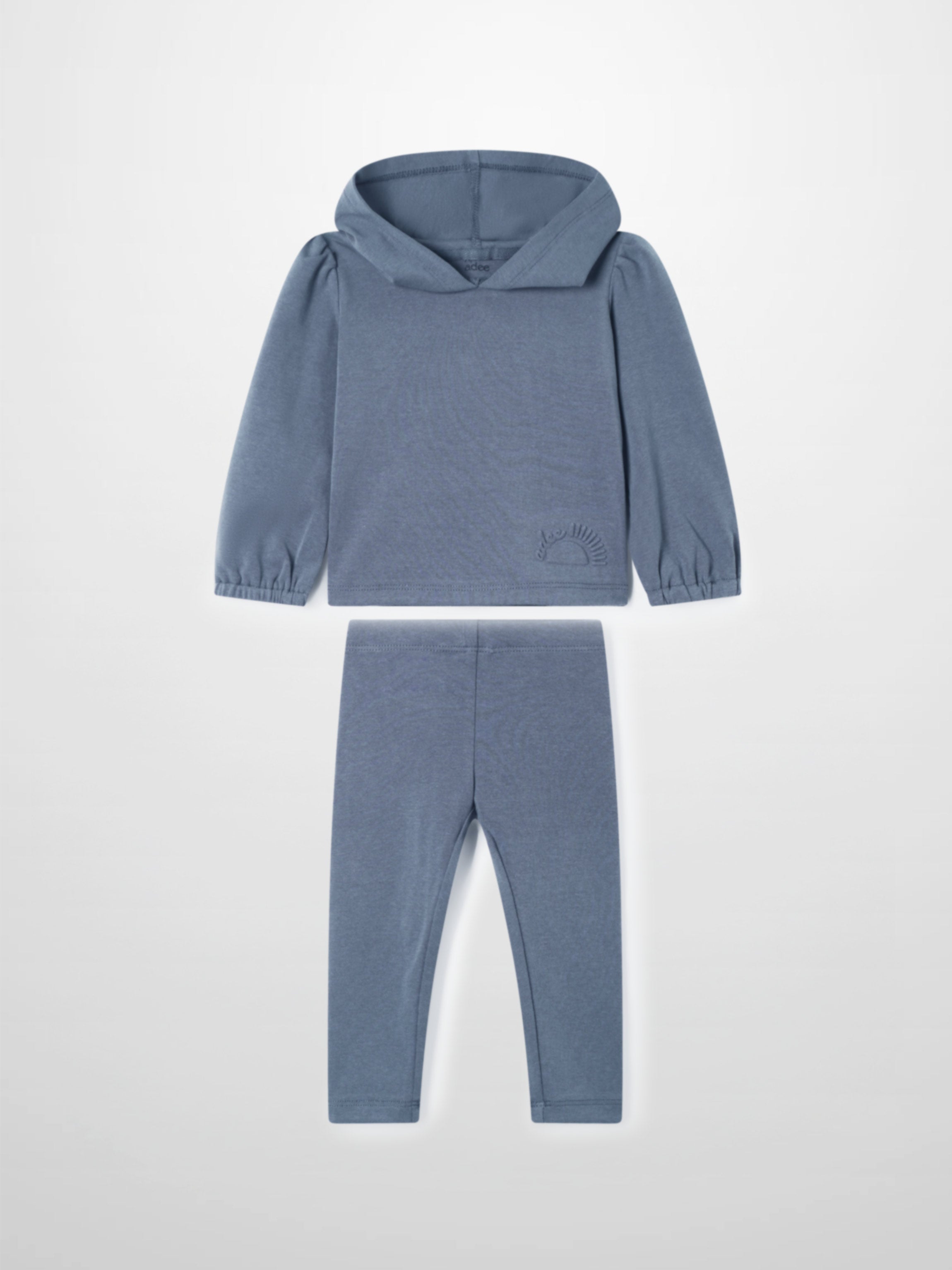 Blue Cotton Hoodie Set