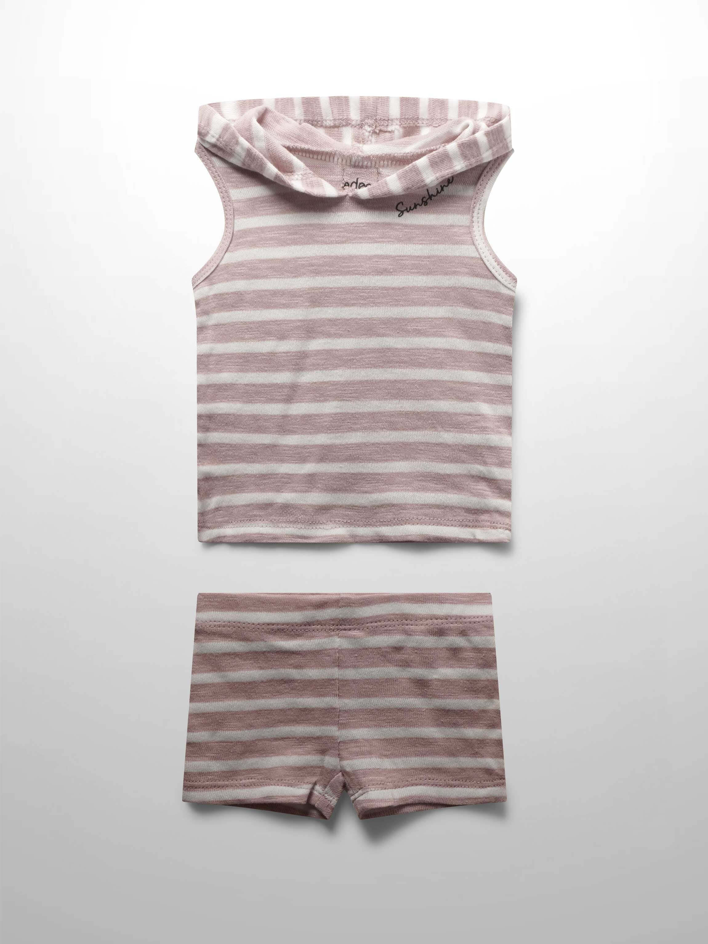 Pastel pink striped tank set