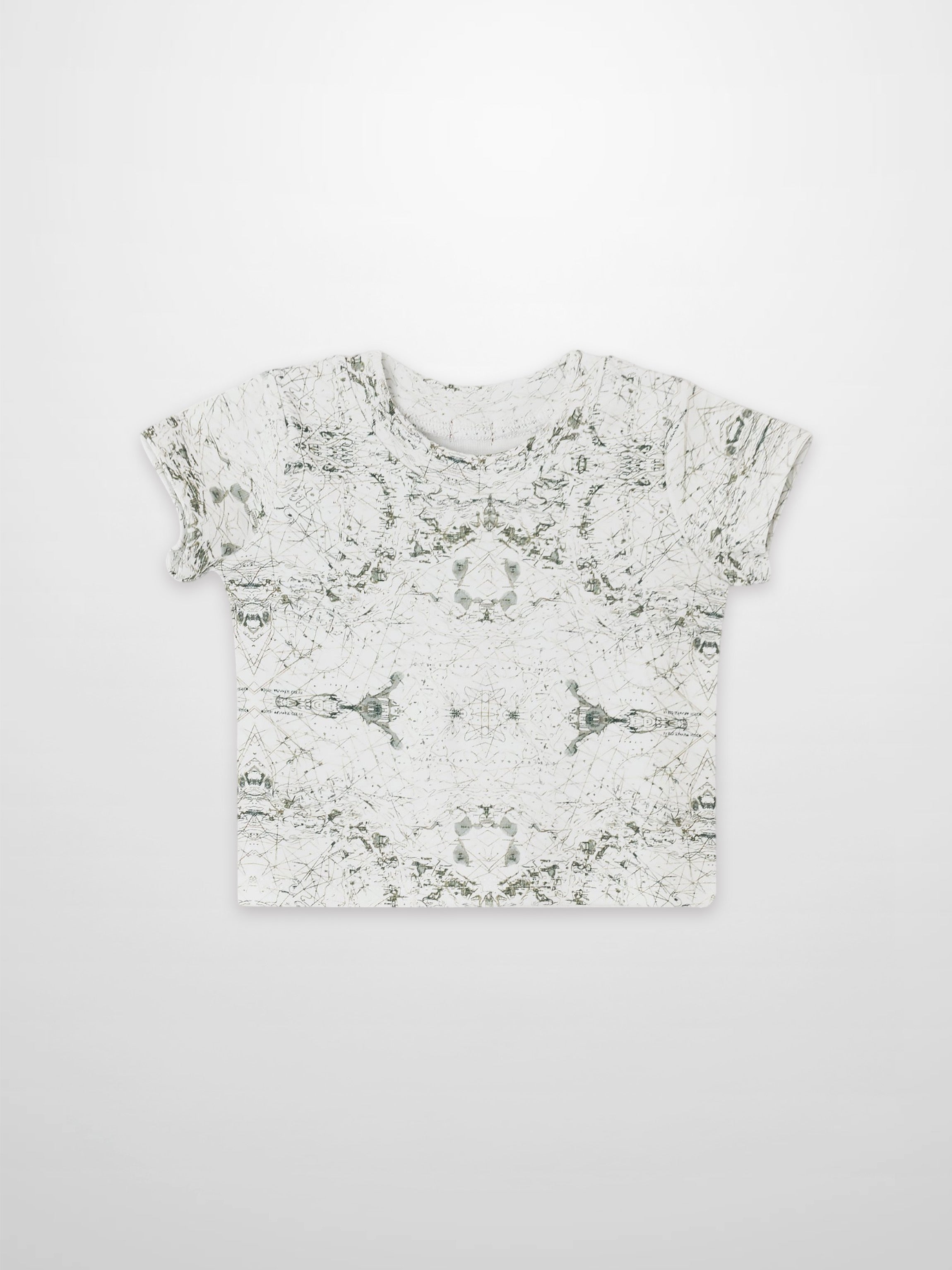 Map T-shirt for boys by Adee; sage green tee with a fine map sketch print