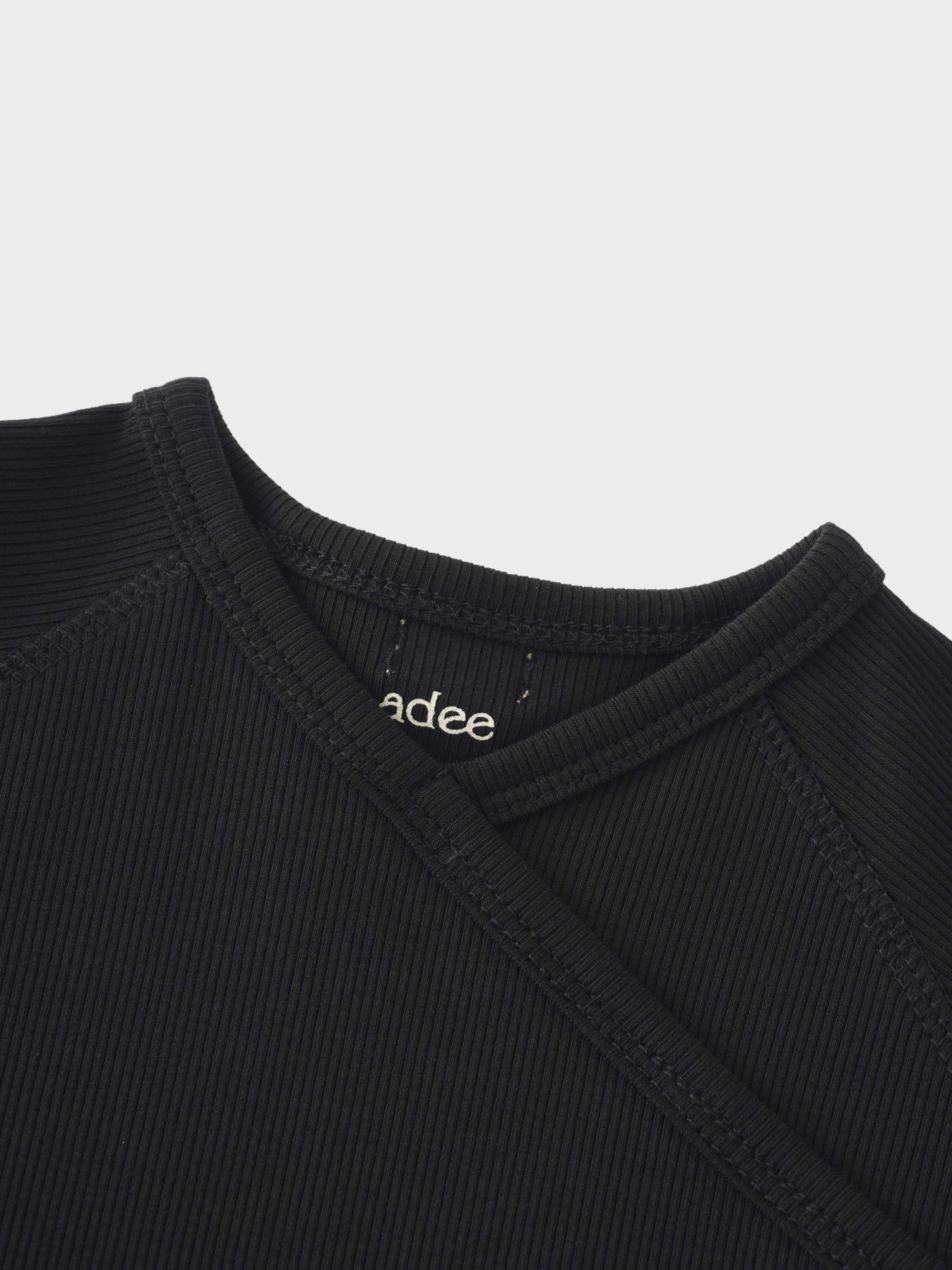 Crossover Thin Ribbed Pajama - Black