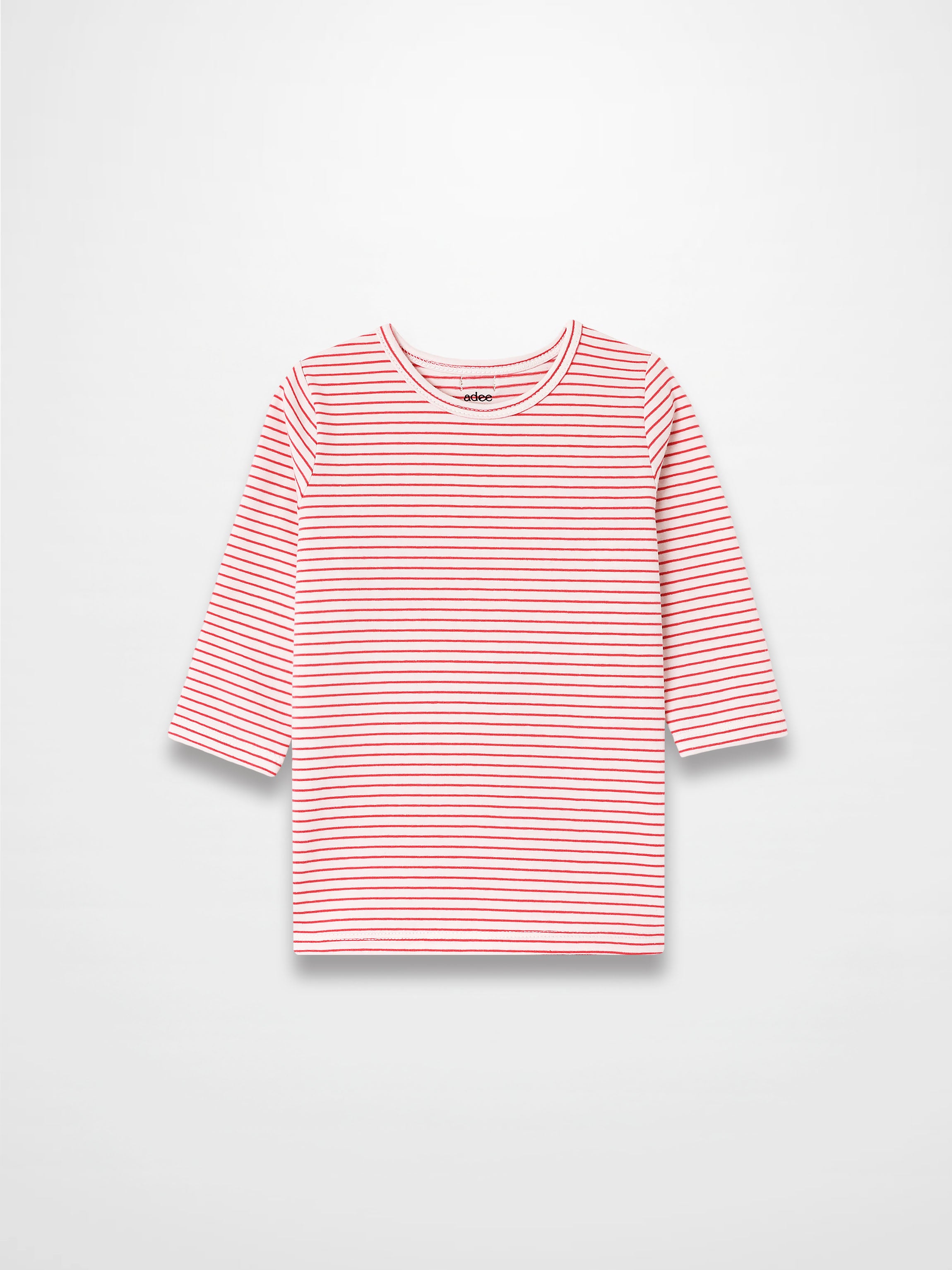 Pink Striped 3/4 Sleeve T-Shirt