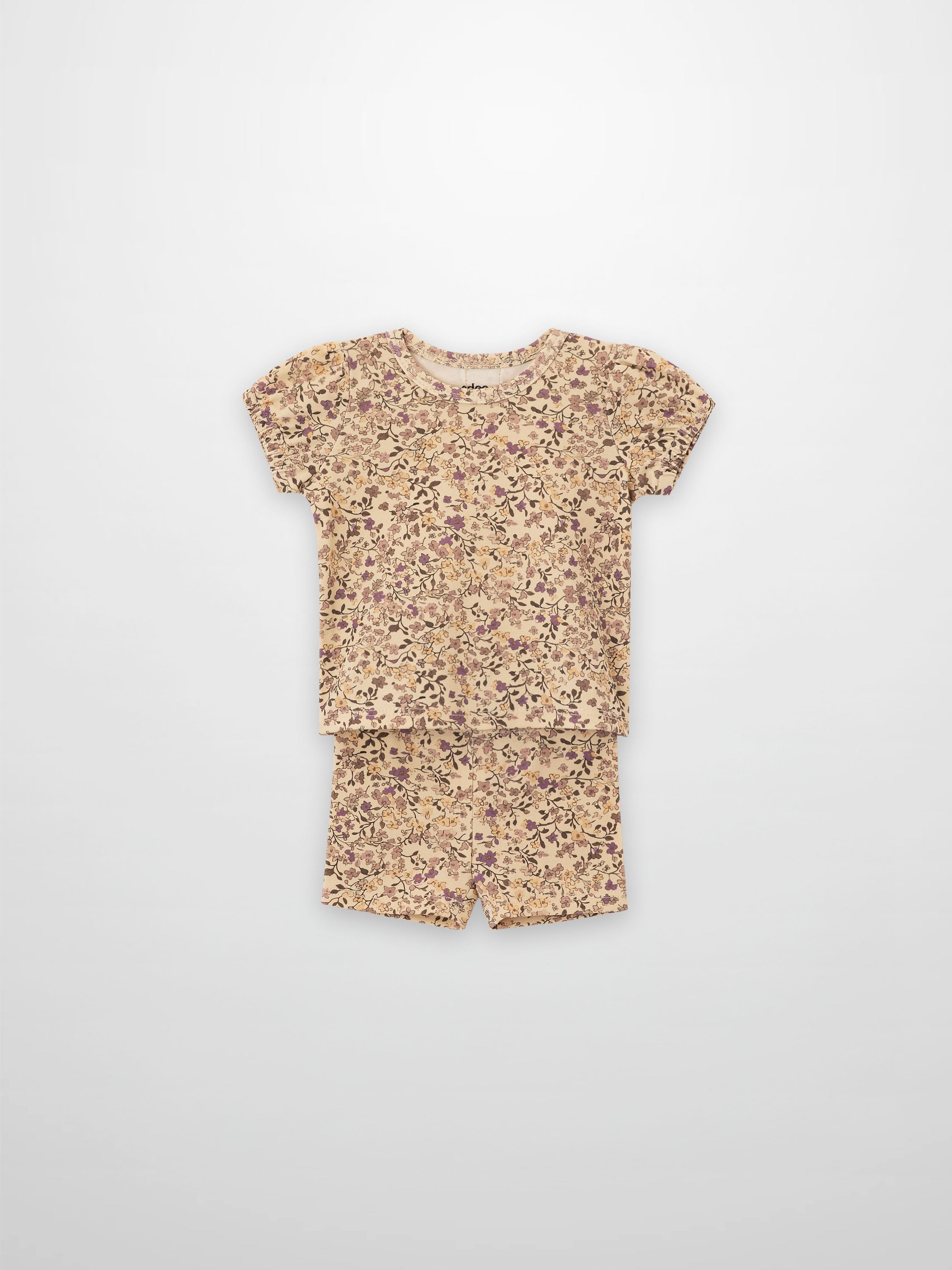 Purple Flower Shorts Set