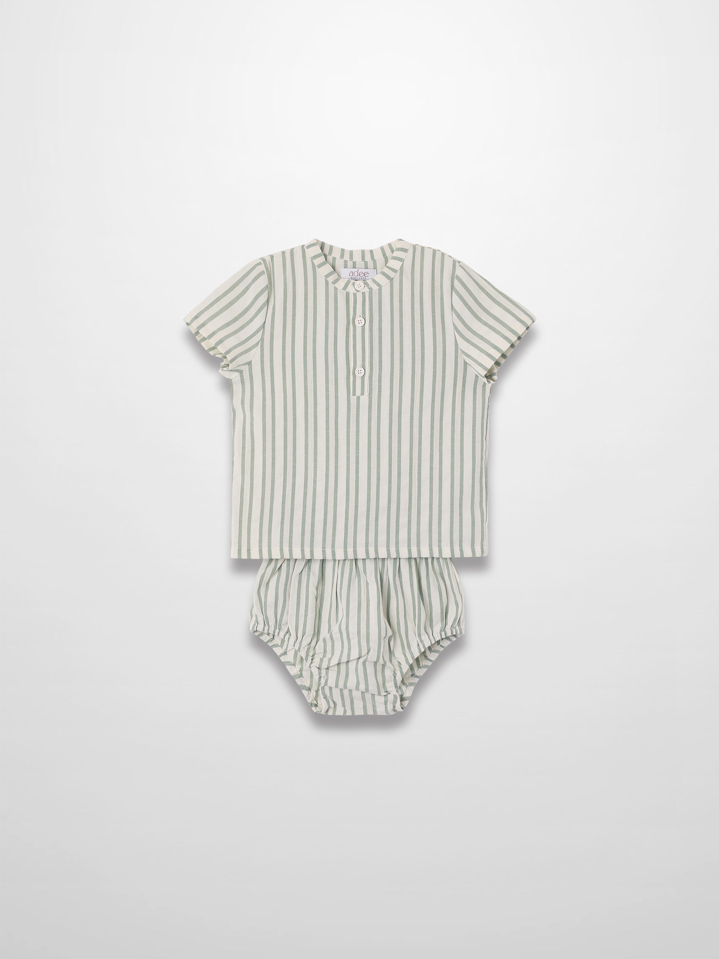 Green Striped Shirt & Bloomers Set
