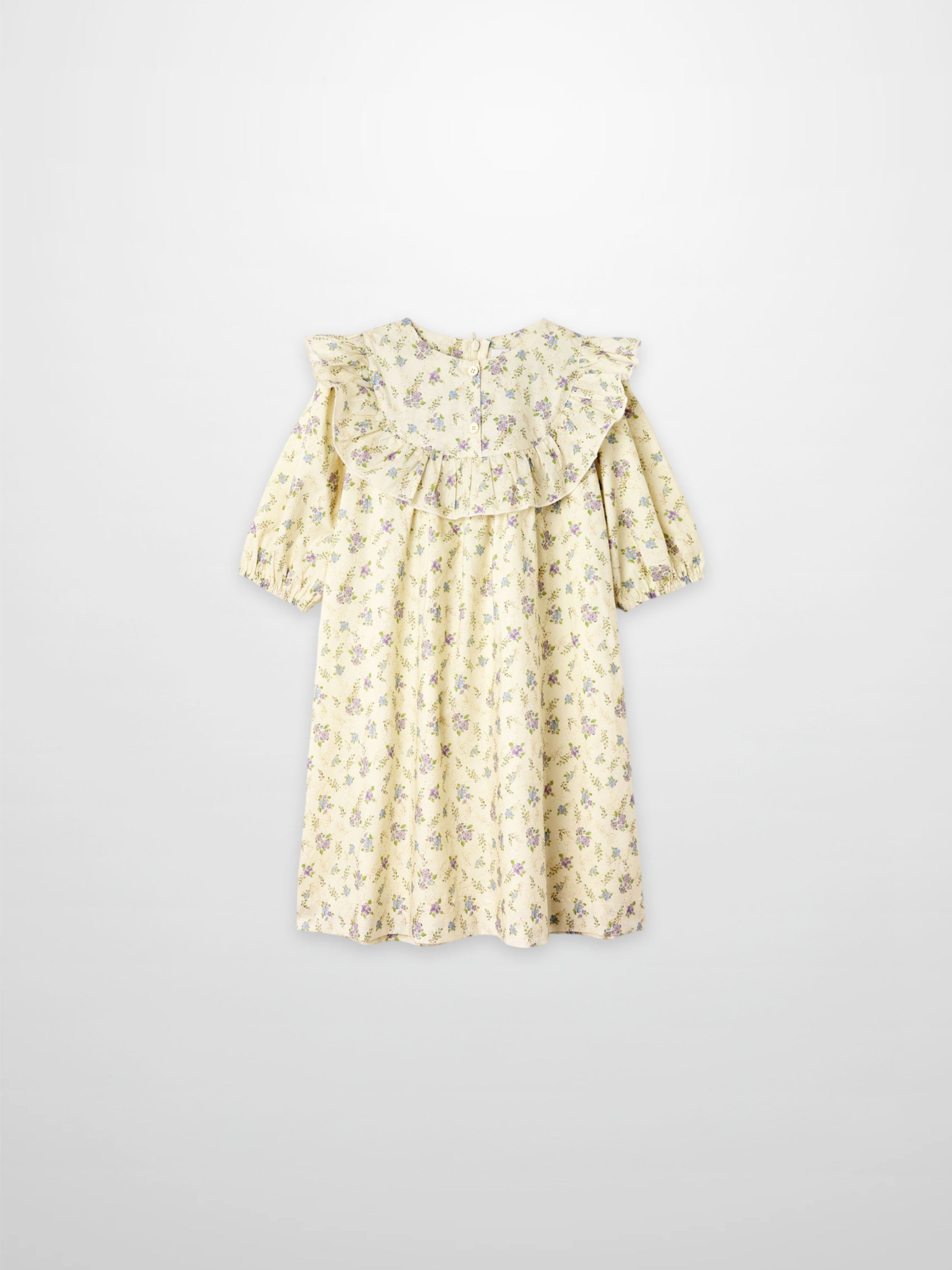 Ivory Flower Dress - 3/4 Sleeve