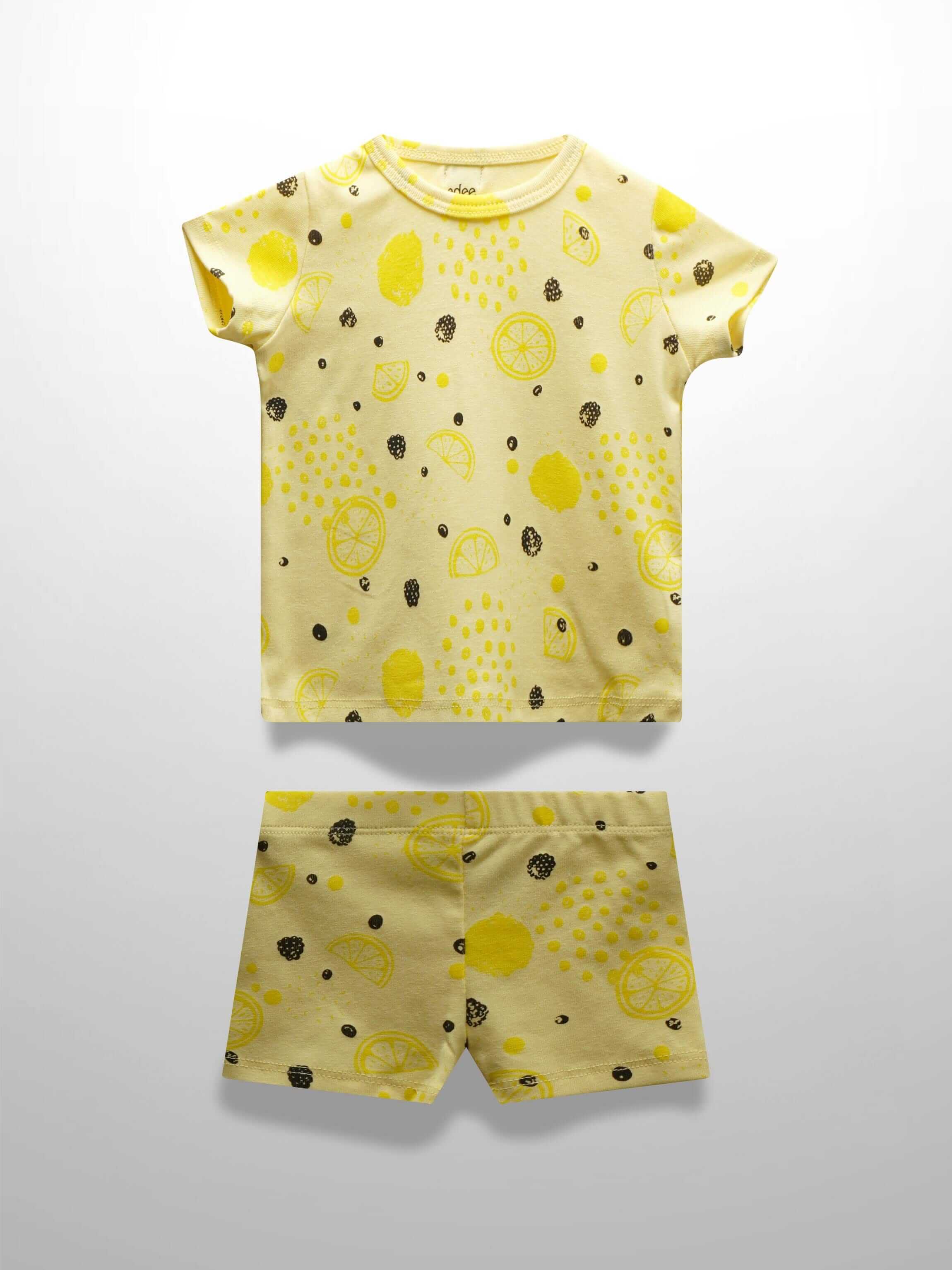 t-shirt and matching shorts, perfect for summer play.