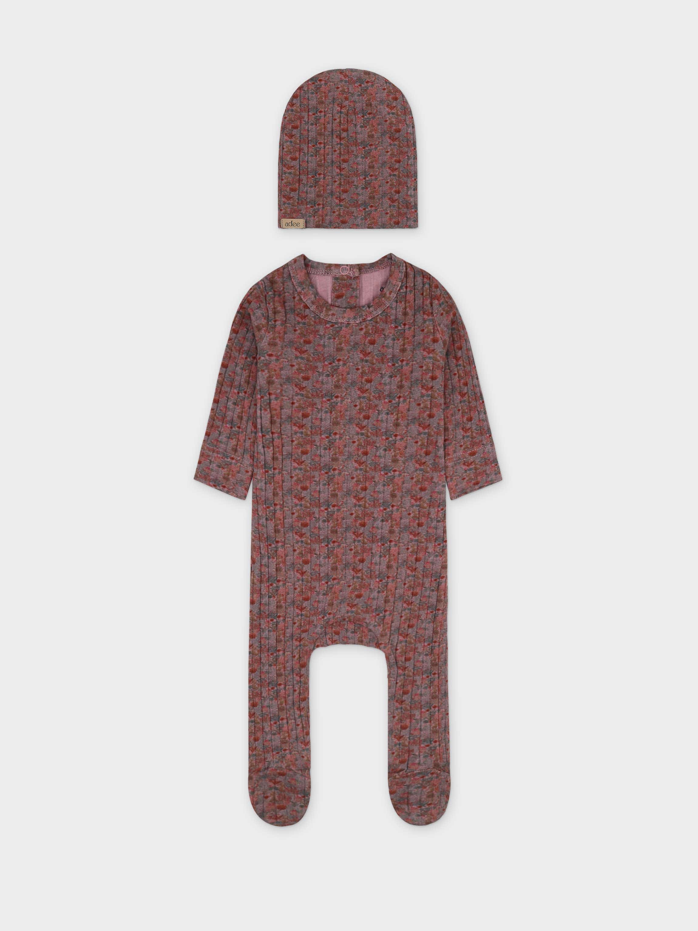 Baby jumpsuit and soft hat