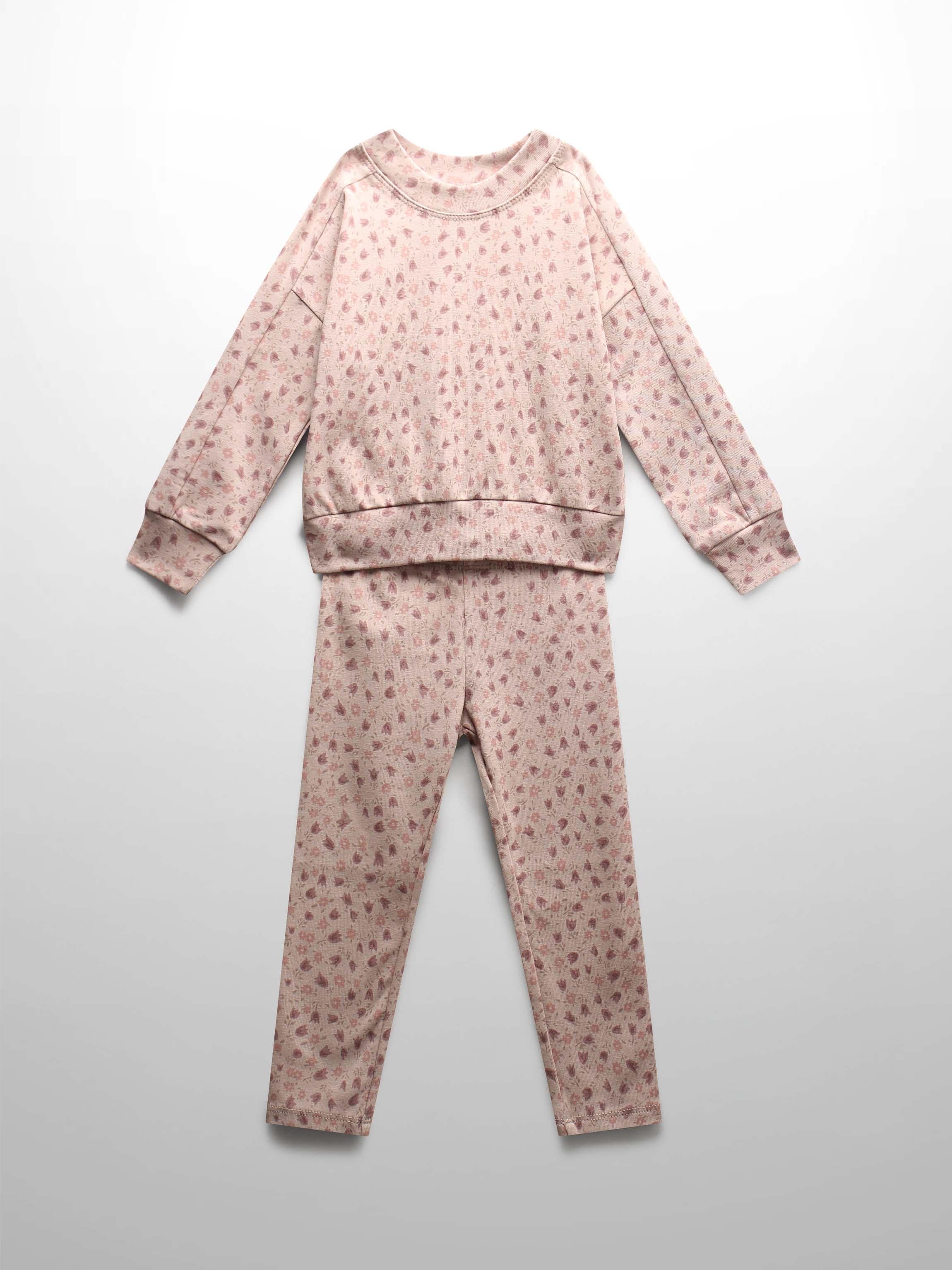 Purple floral girls sweatshirt set