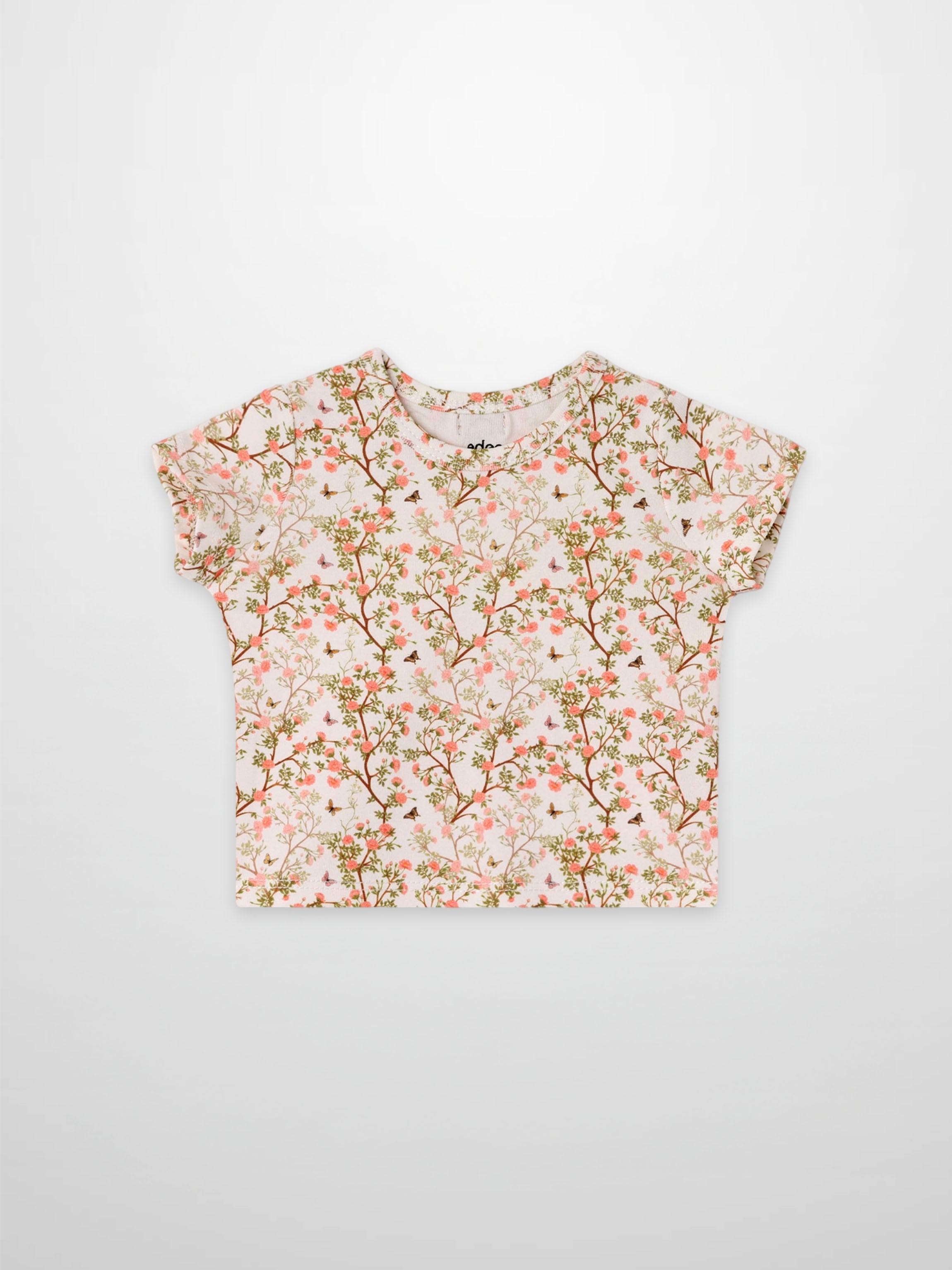 Adee Spring Floral Short Sleeve T-Shirt for girls, pink with a botanical print