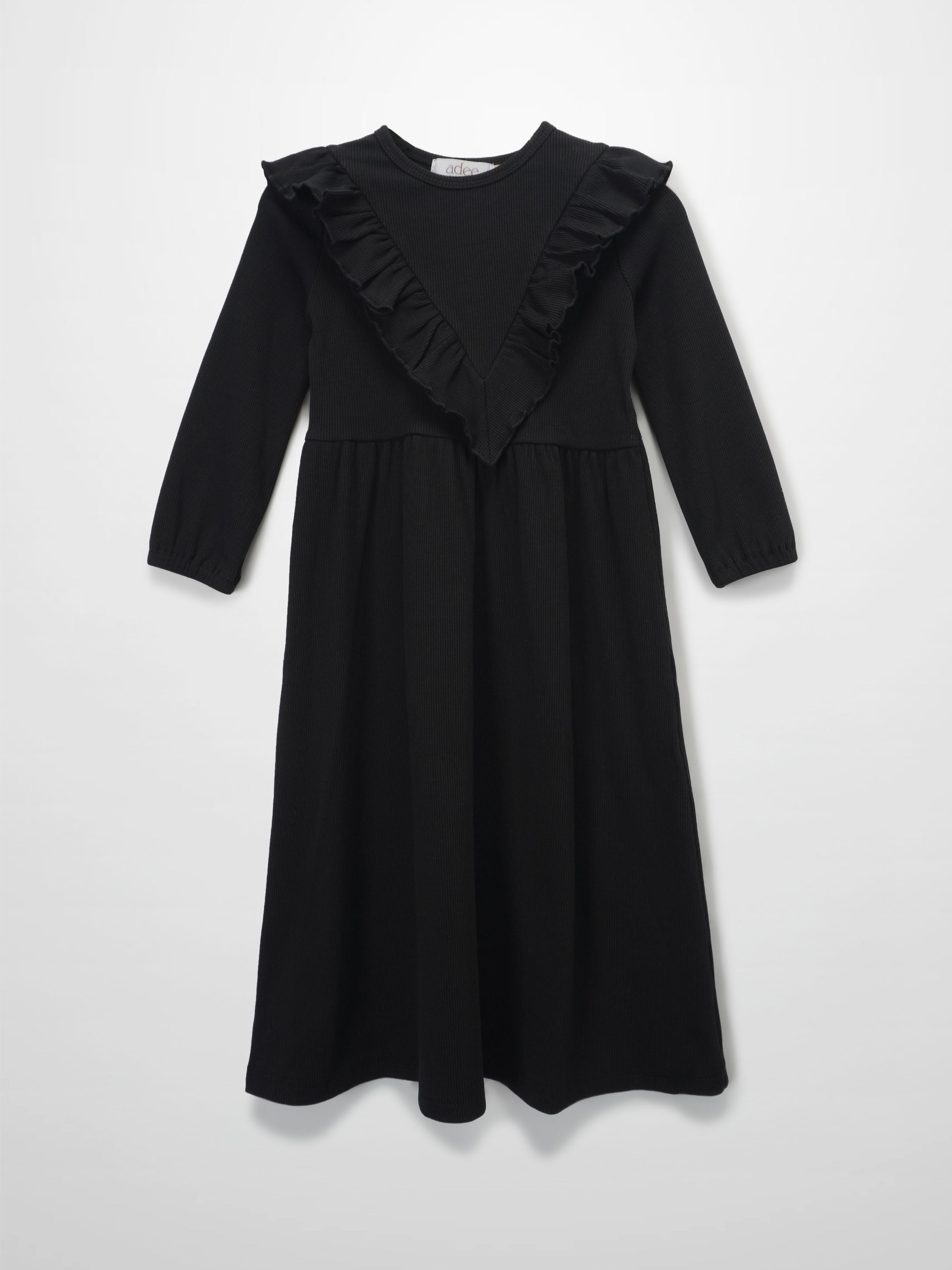 Ruffle V Robe - Black