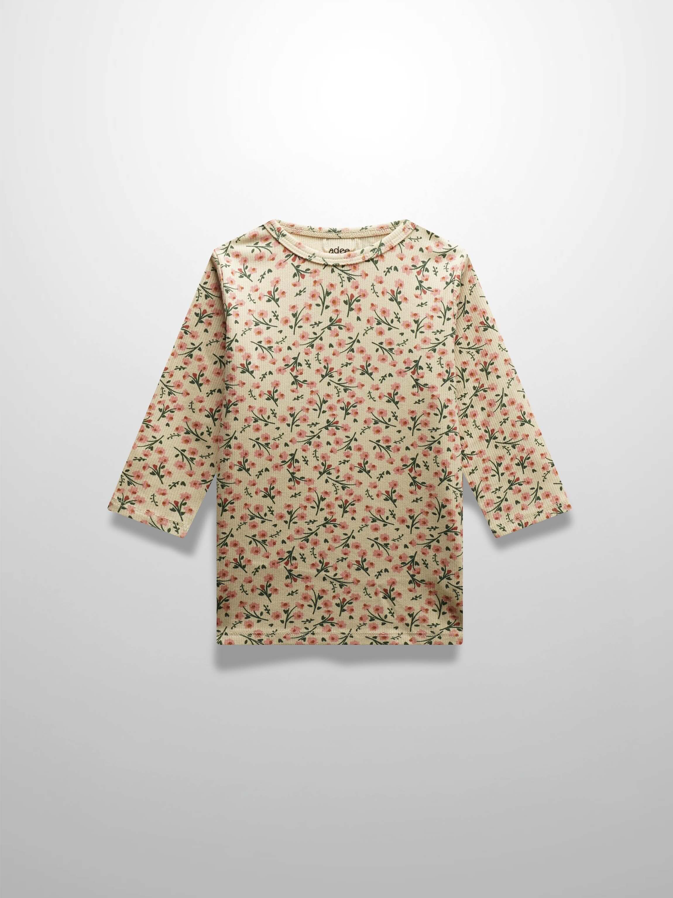 Floral print 3/4 sleeve T-shirt