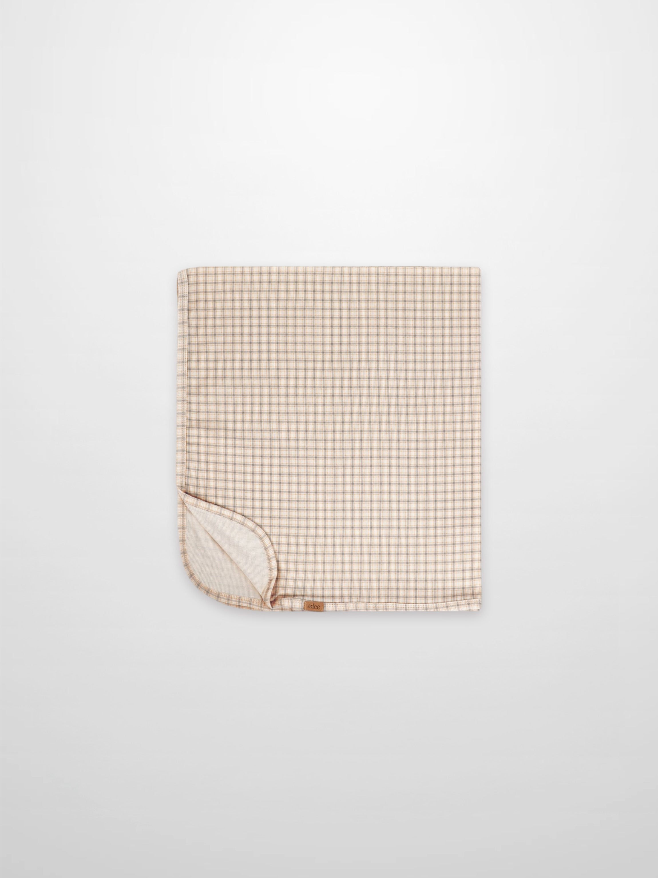 Oatmeal Grid Blanket - Blue swaddle blanket for boys by Adee with light blue and brown grid pattern