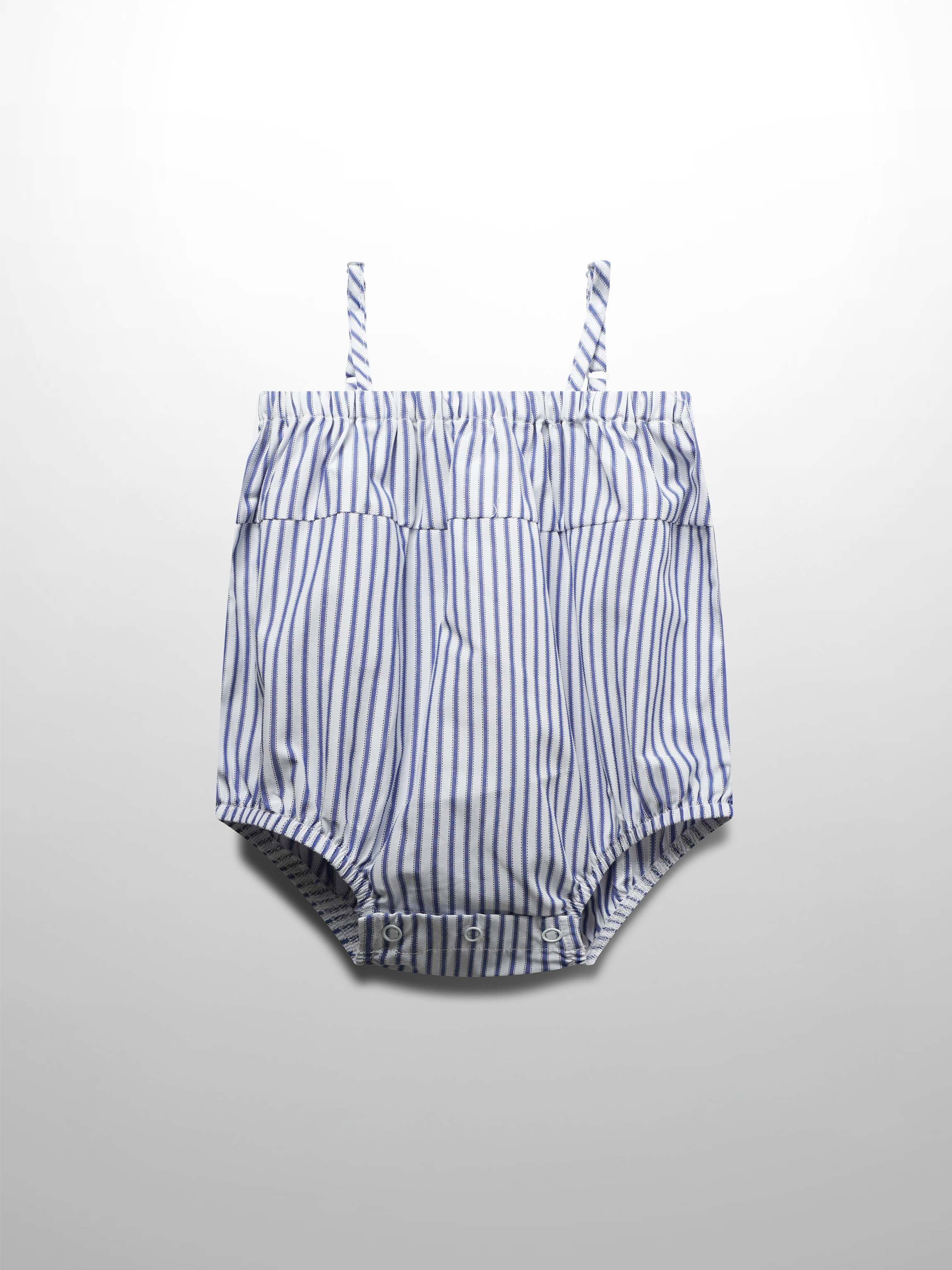 Blue striped baby romper outfit