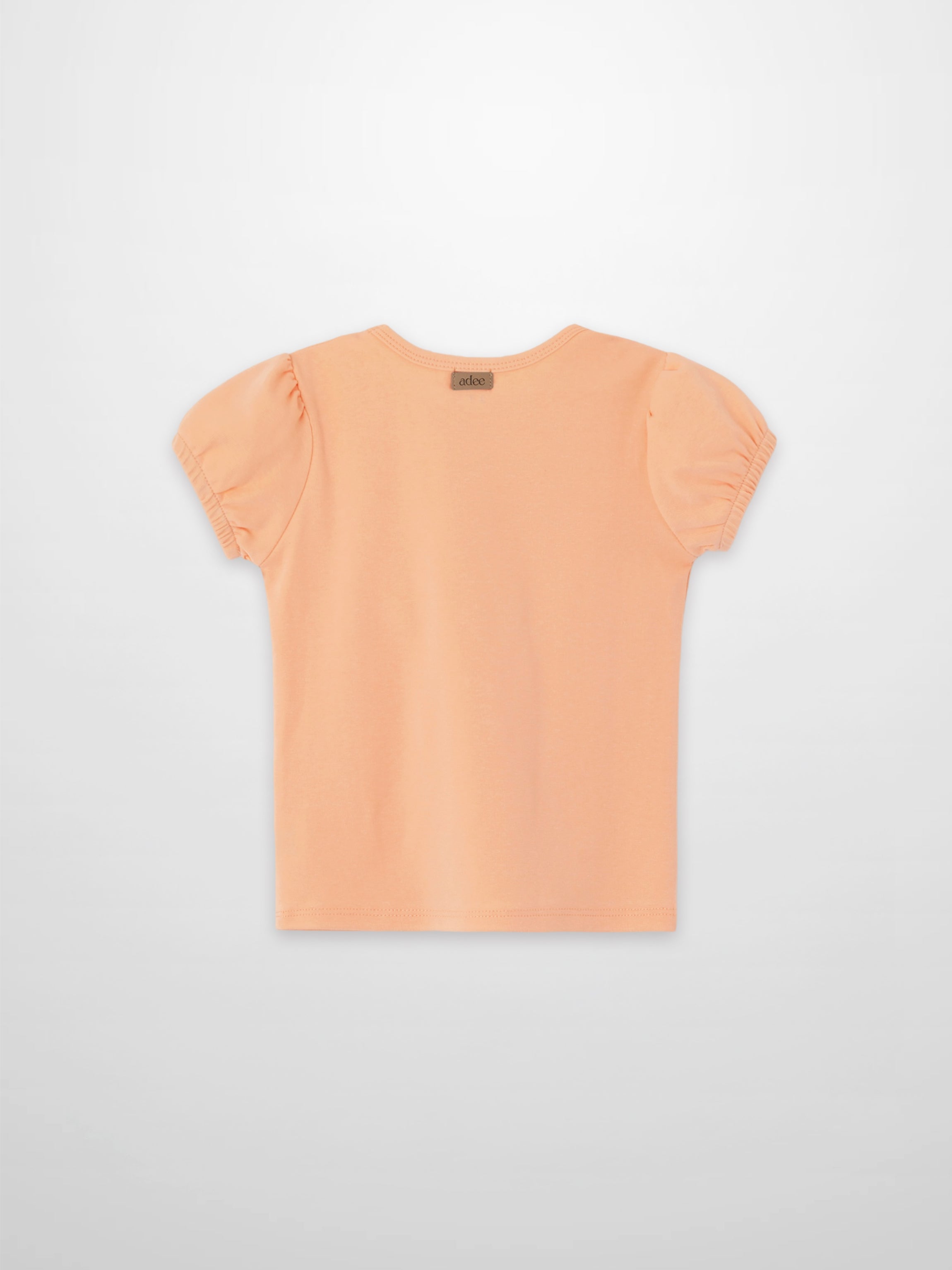 Short Puff Sleeve T-shirt for girls in peach color by Adee.