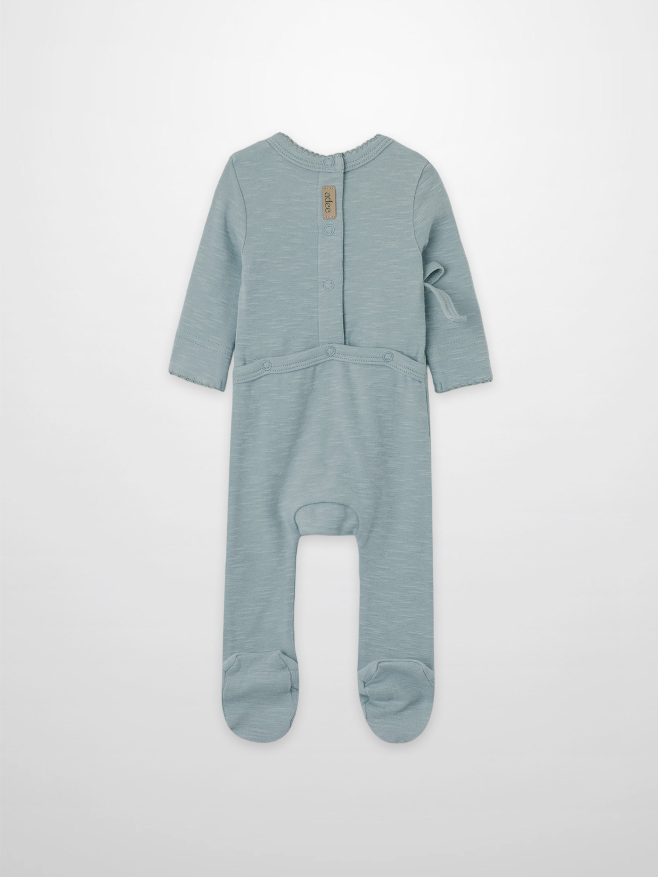 Blue Scalloped Stretchy boys stretchies footed romper by Adee