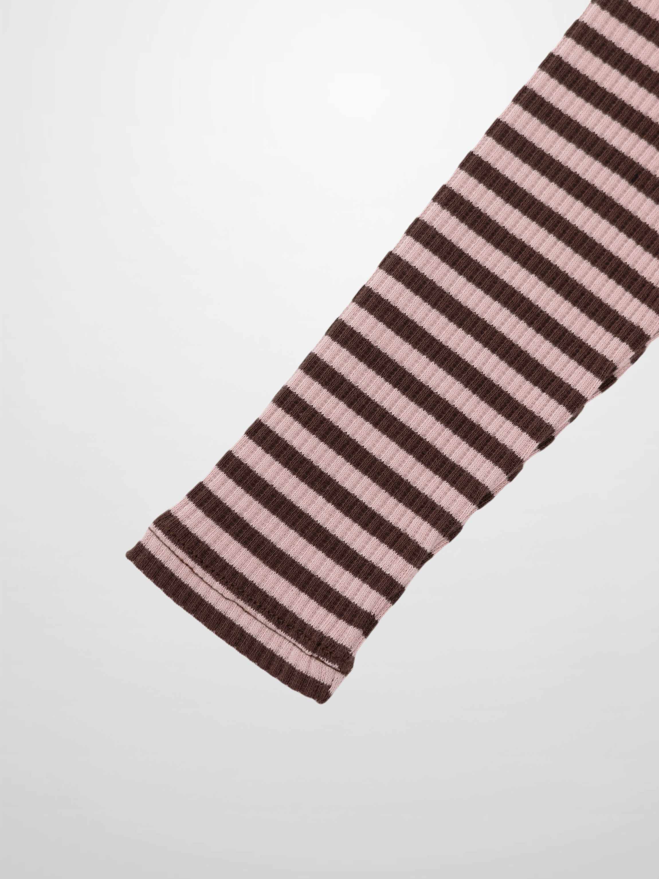 Striped Crew Neck T-Shirt - Brown & Pink