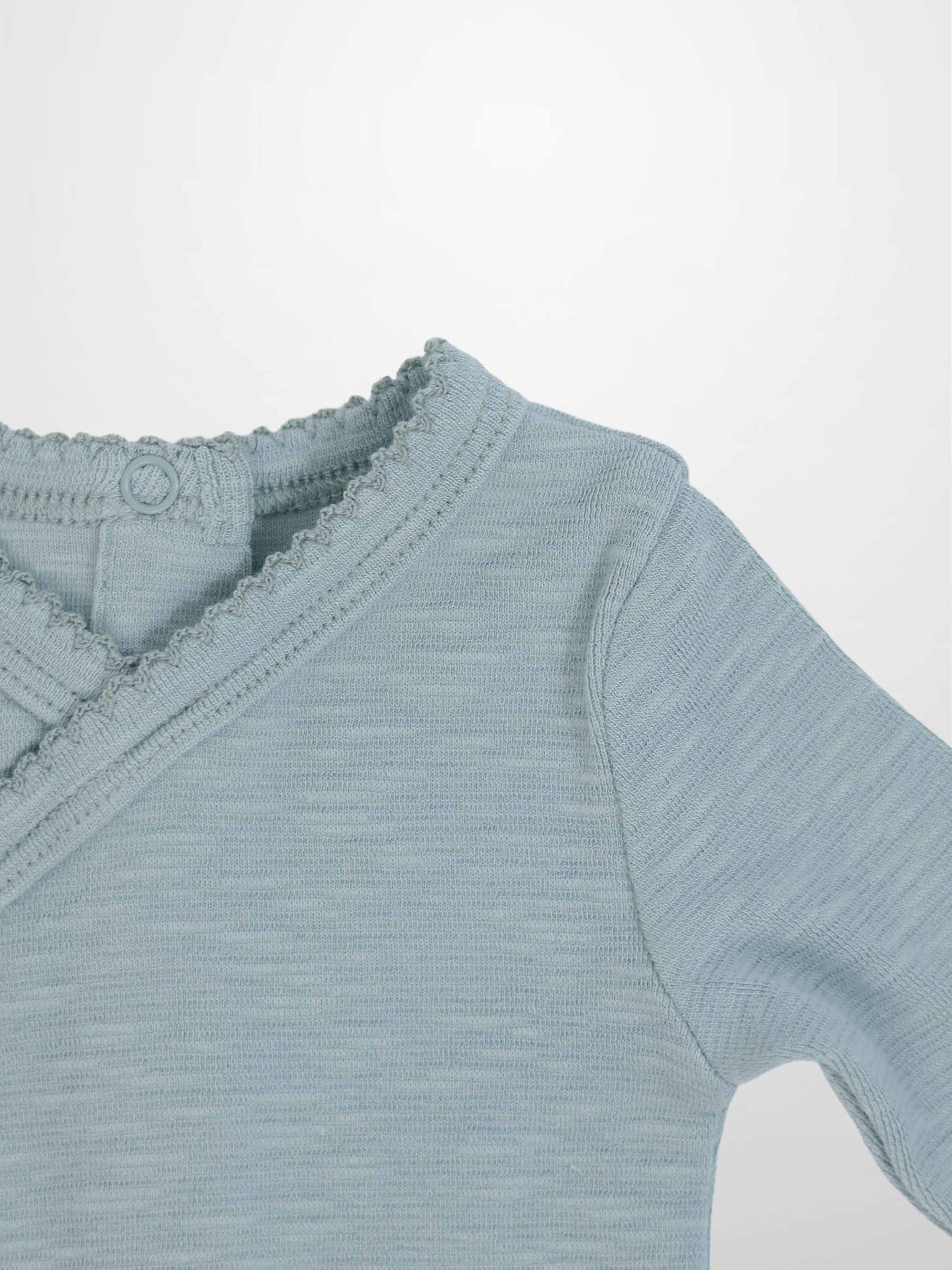 Blue Scalloped Stretchy boys top by Adee in light blue knit