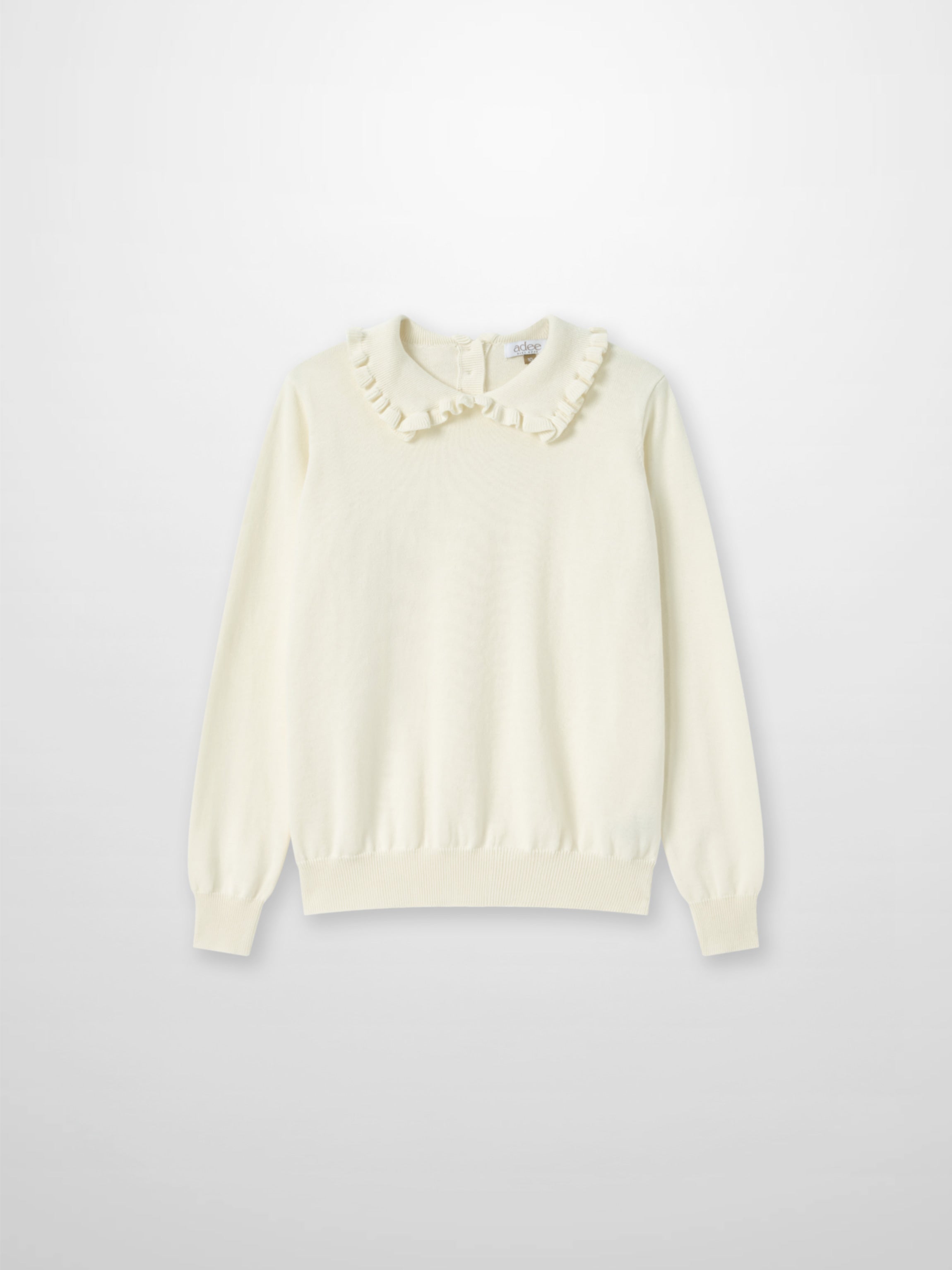 Ruffle Collar Knit Sweater - Cream, Adee girls dressy top