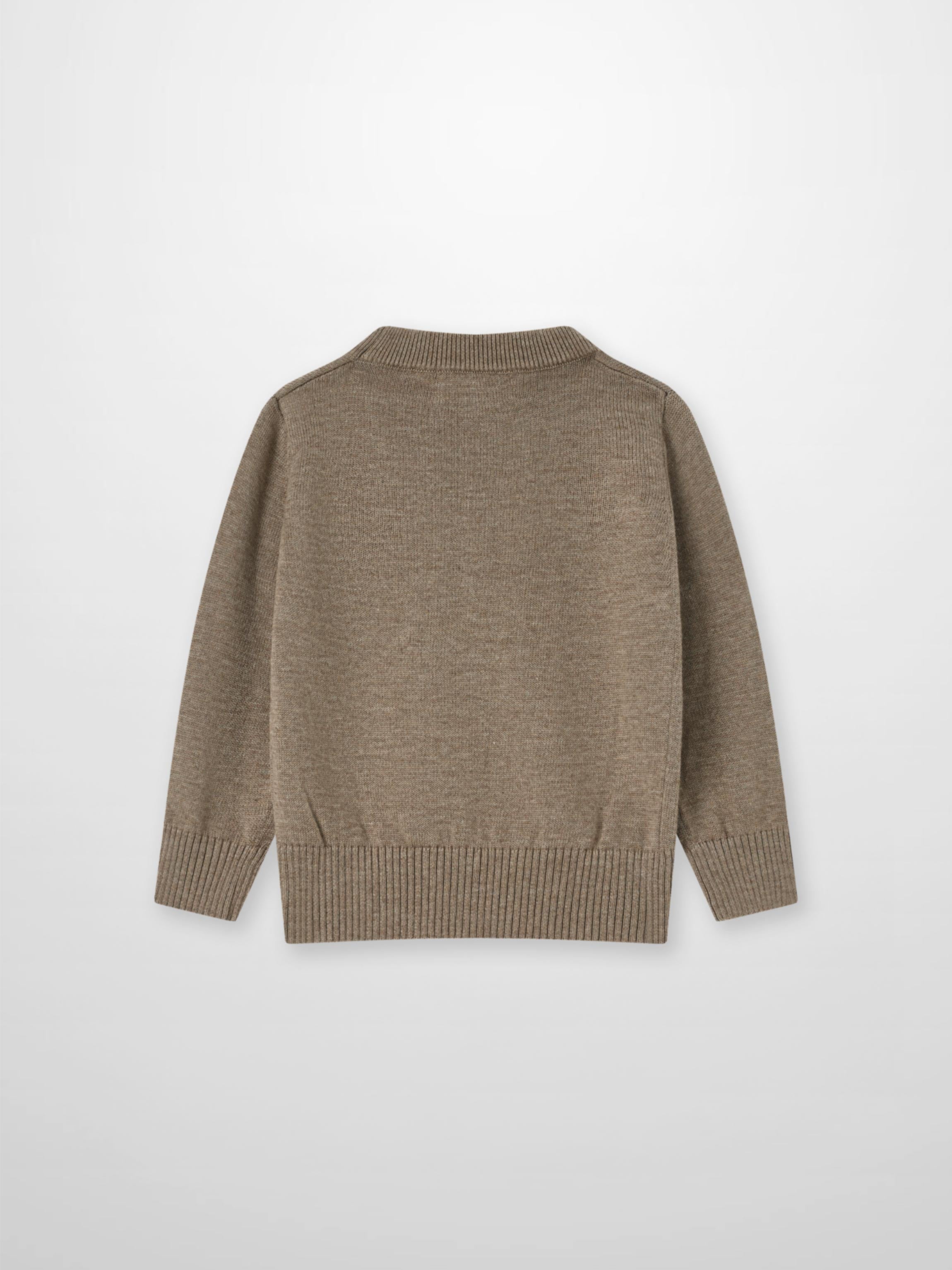 Knit Sweater - Taupe; Adee boys dressy top in taupe knit with ribbed cuffs and hem.