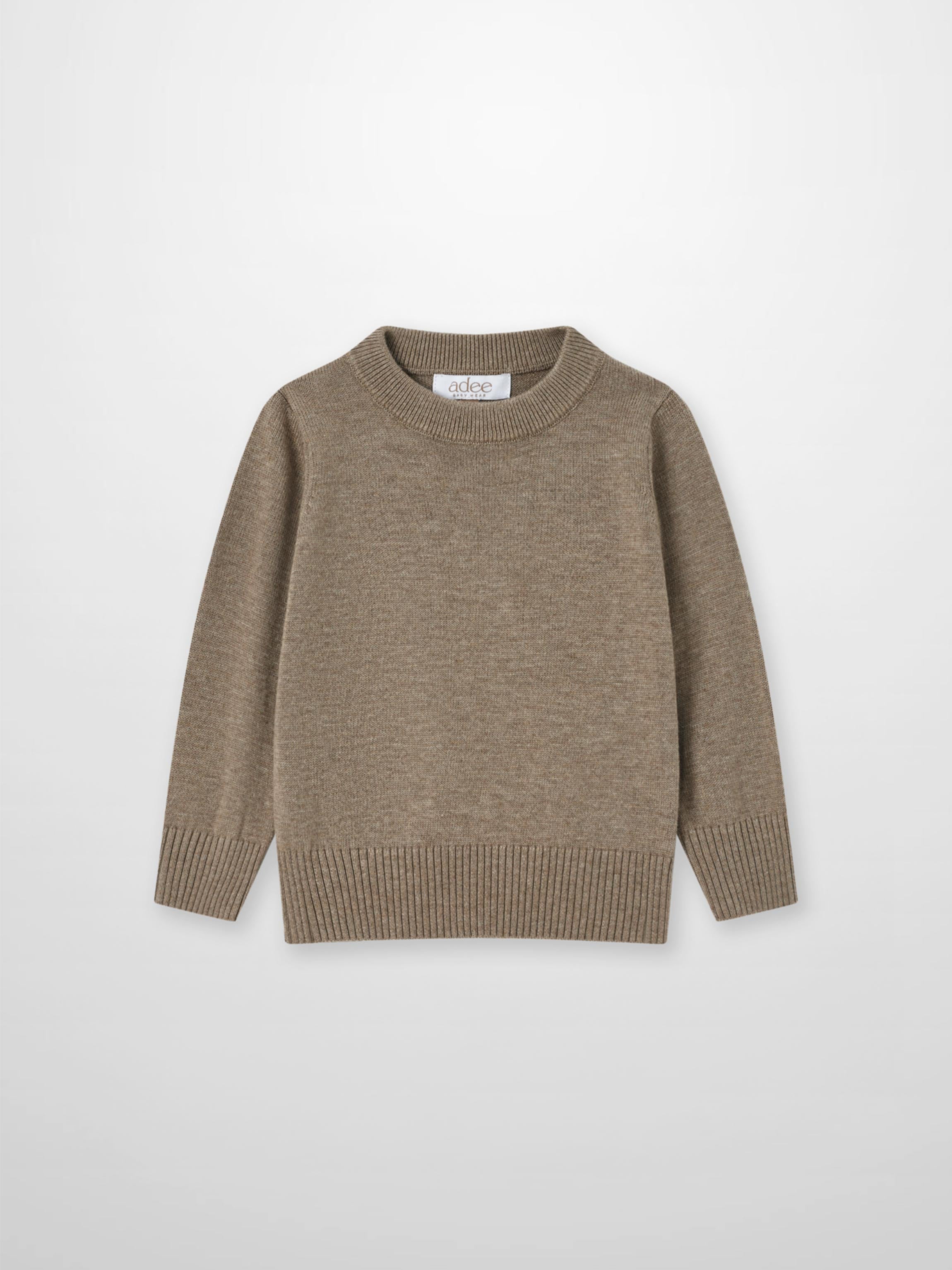 Knit sweater for boys in taupe by Adee, dressy top.