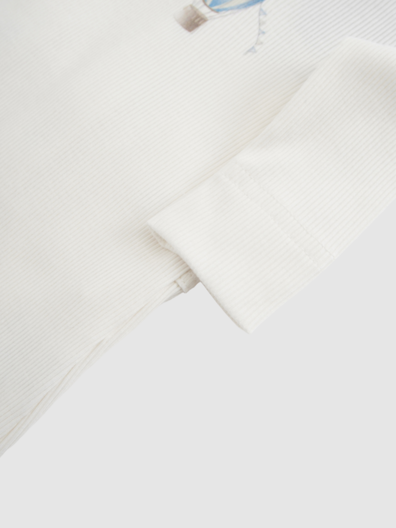 Blue Balloon Stretchy boys stretchies cream ribbed knit sleeve with cuff Adee