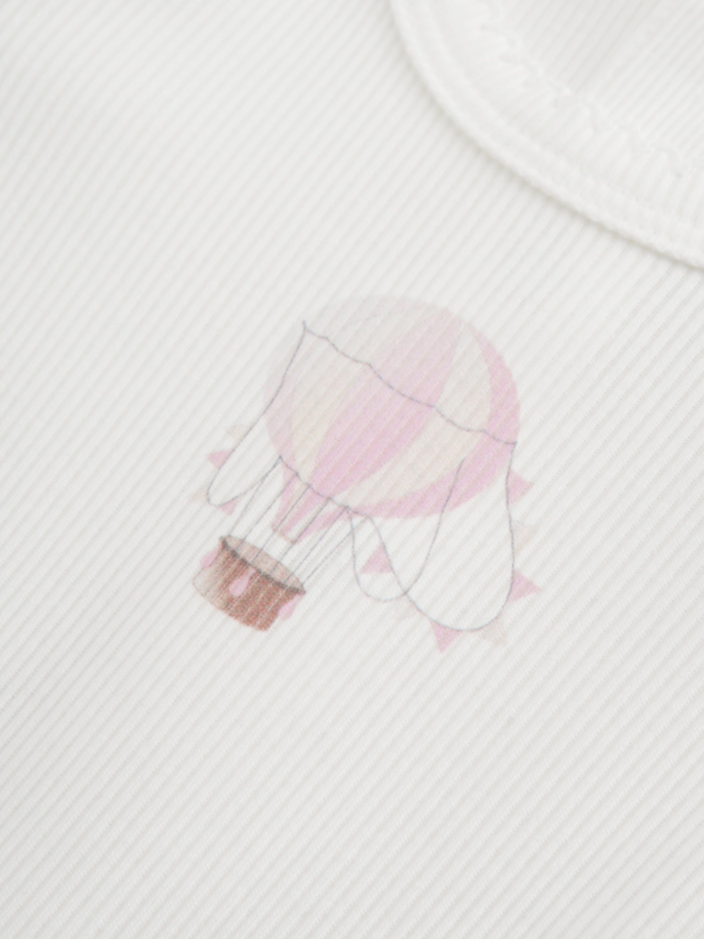 Pink Balloon Stretchy by Adee for girls; white fabric with pink balloon print
