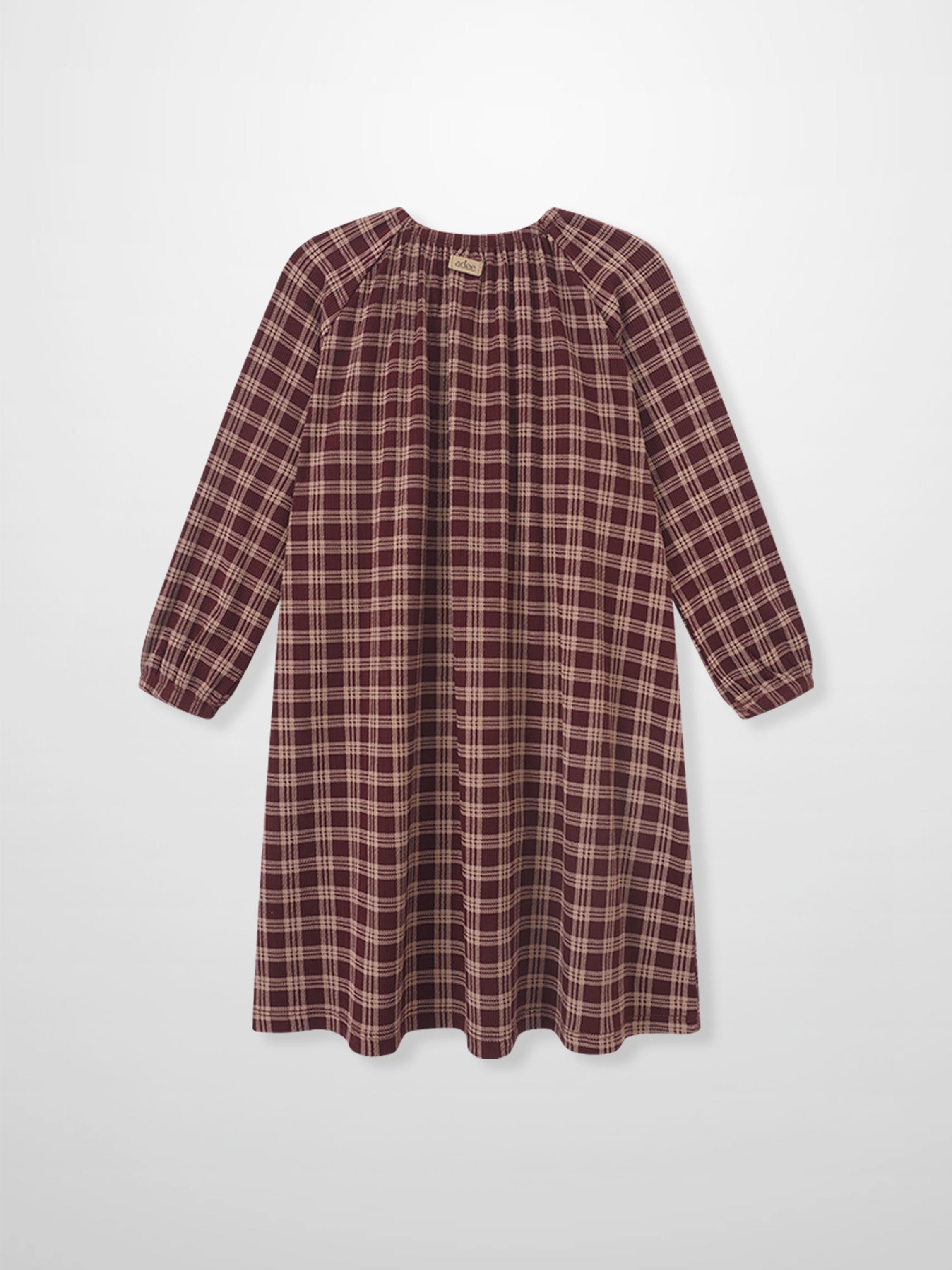 Plaid burgundy girls nightgown by Adee with long sleeves