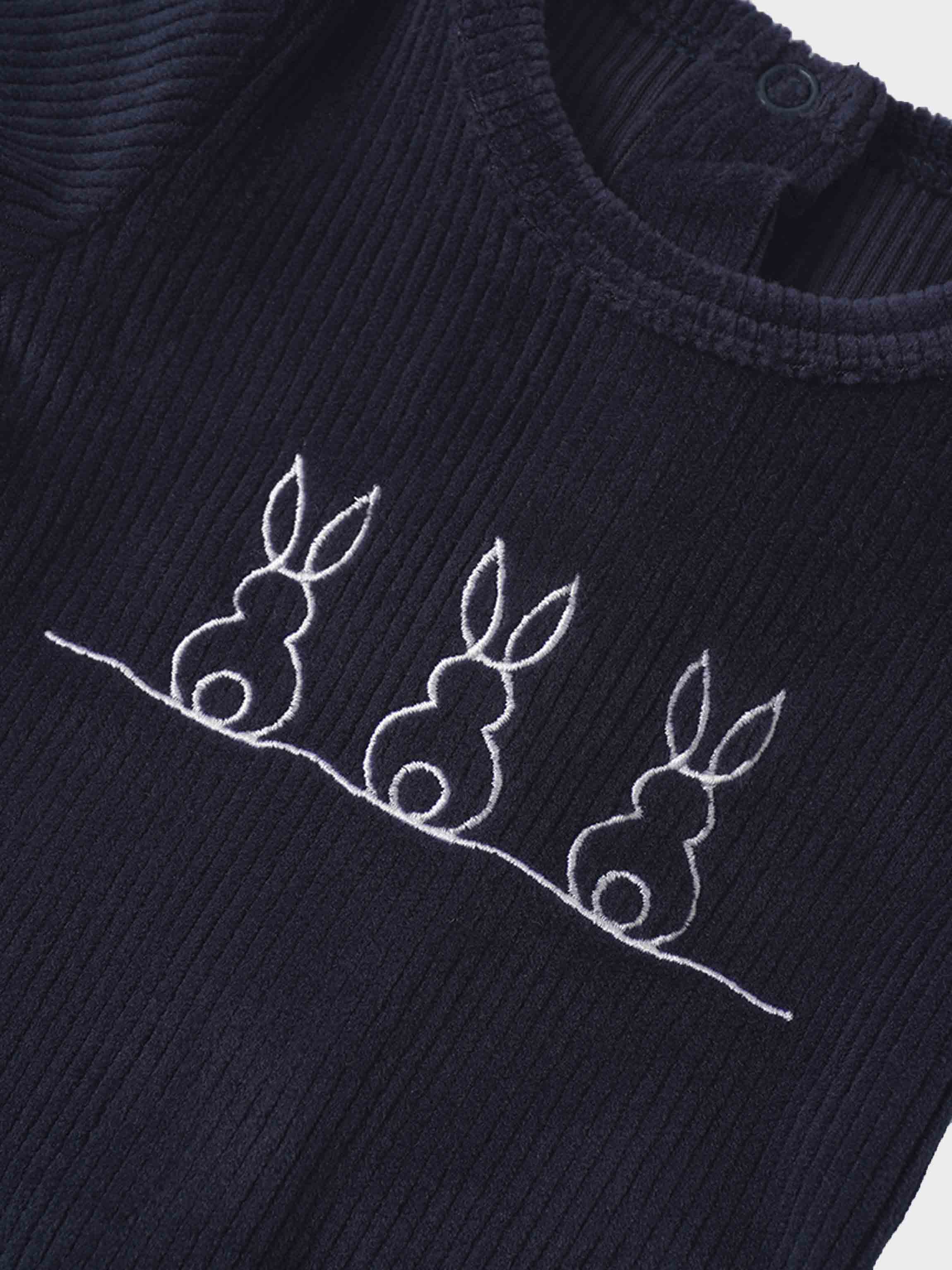 Embroidered Bunny Stretchy - Navy