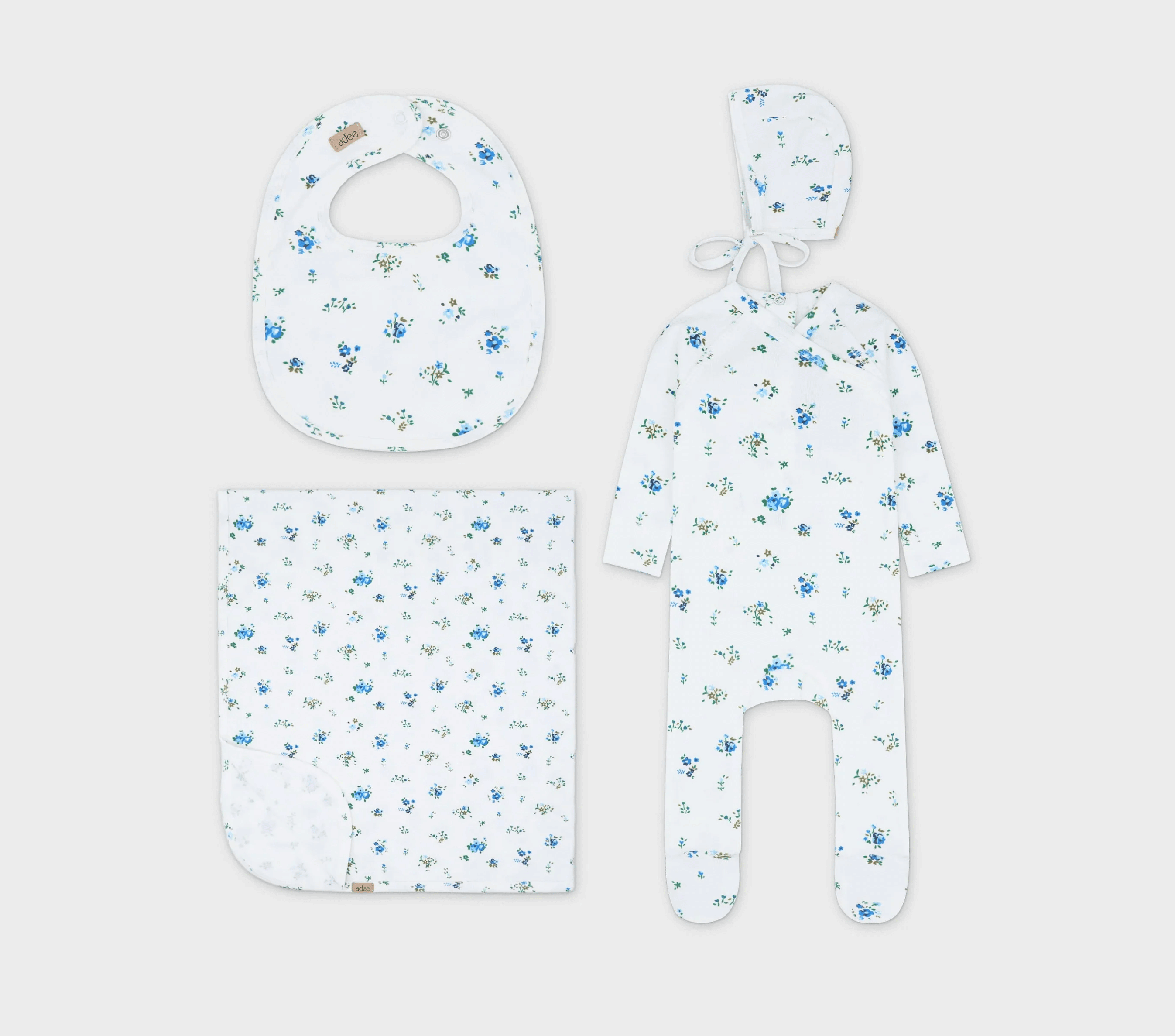 Blue Floral Baby Boy Layette Set