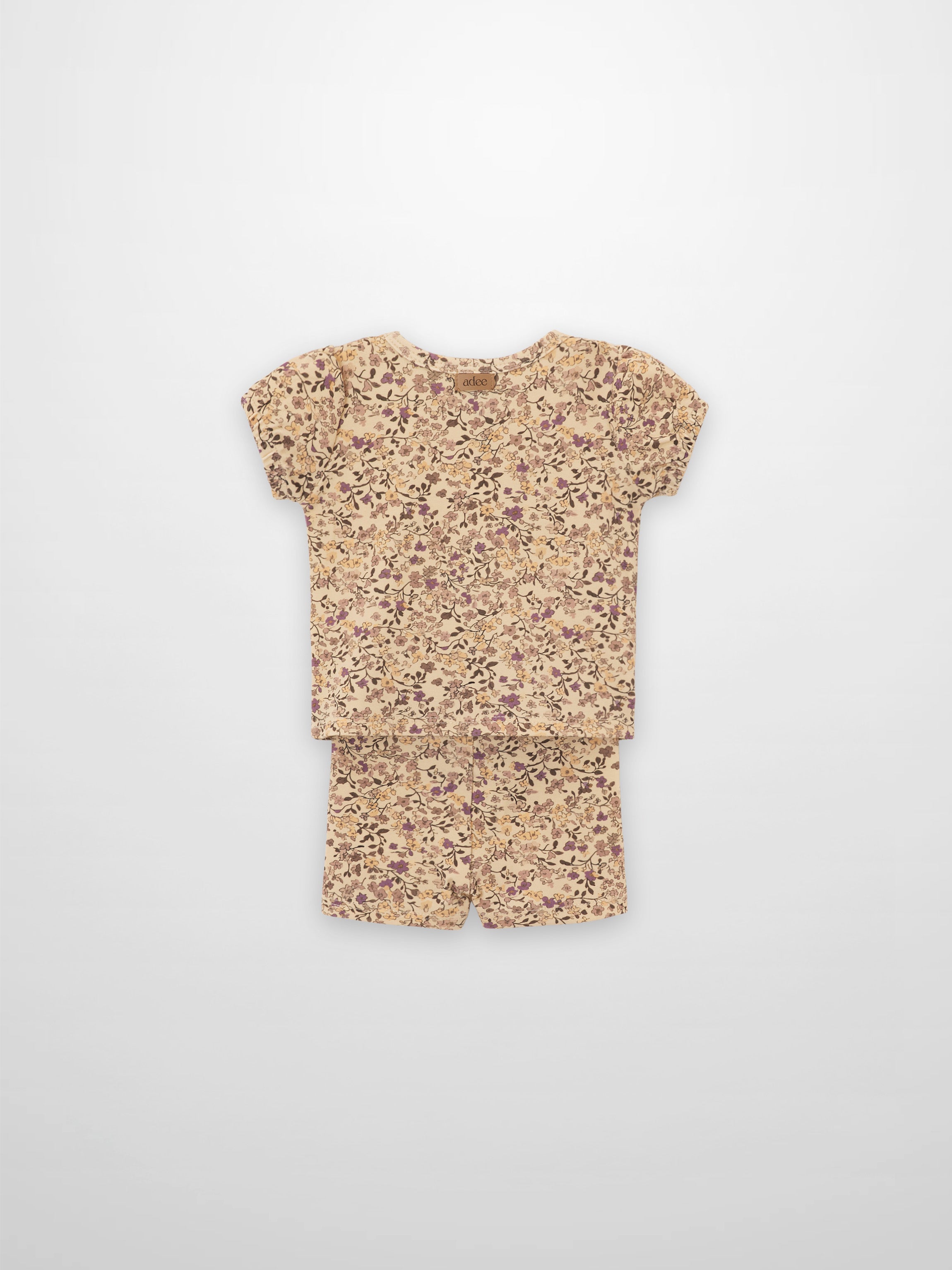 Purple Flower Shorts Set